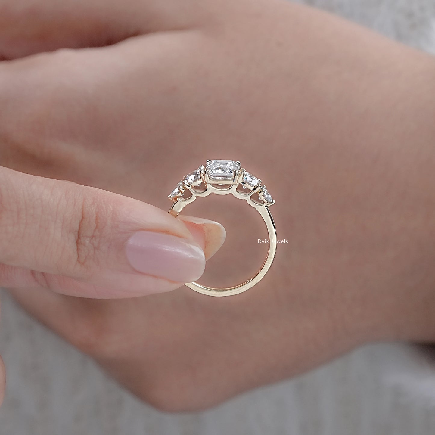 Emerald Cut Lab Diamond Five Stone Ring