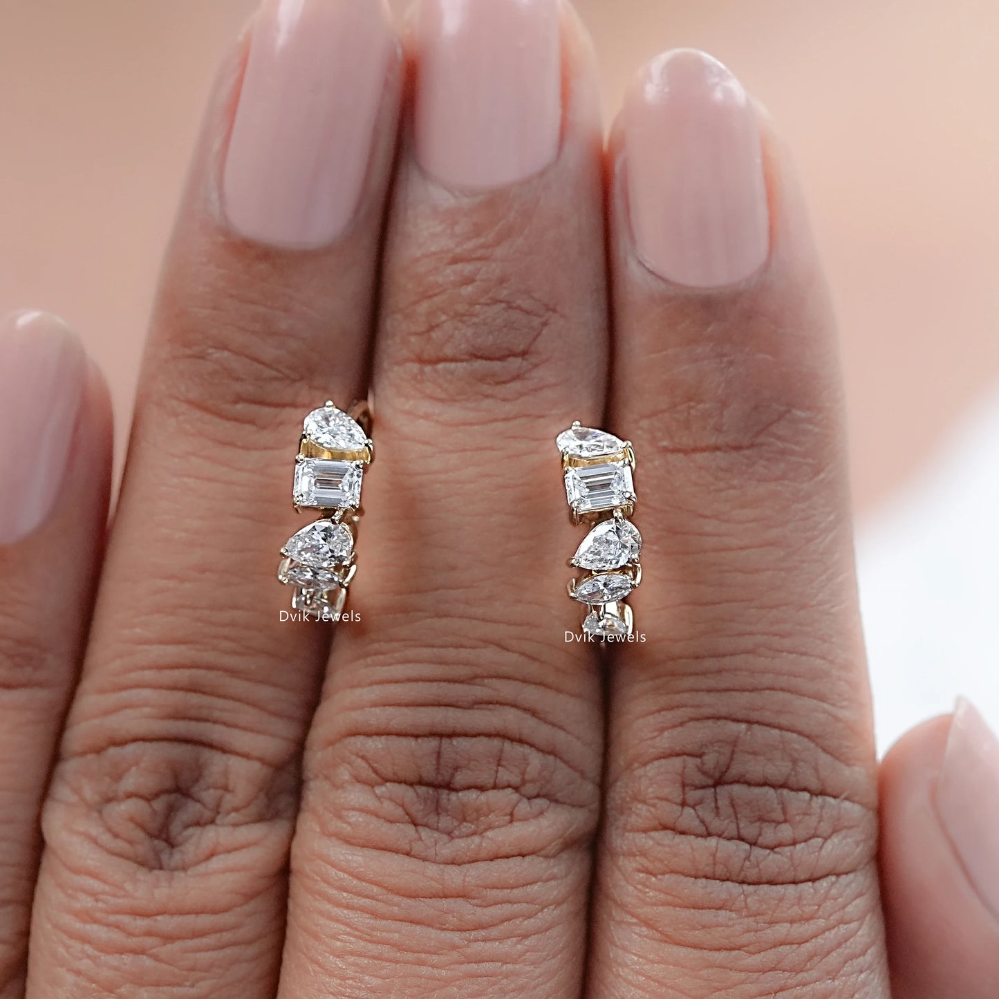 Multi Shape Lab Diamond Huggie Hoop Earrings