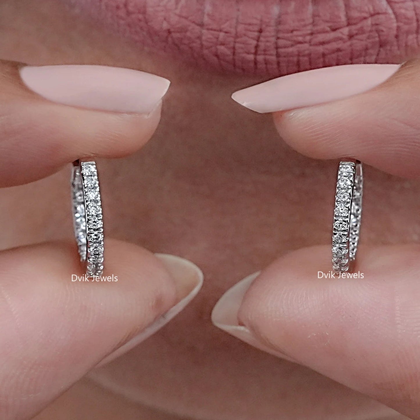 Round Diamond Dainty Inside Out Huggie Hoop