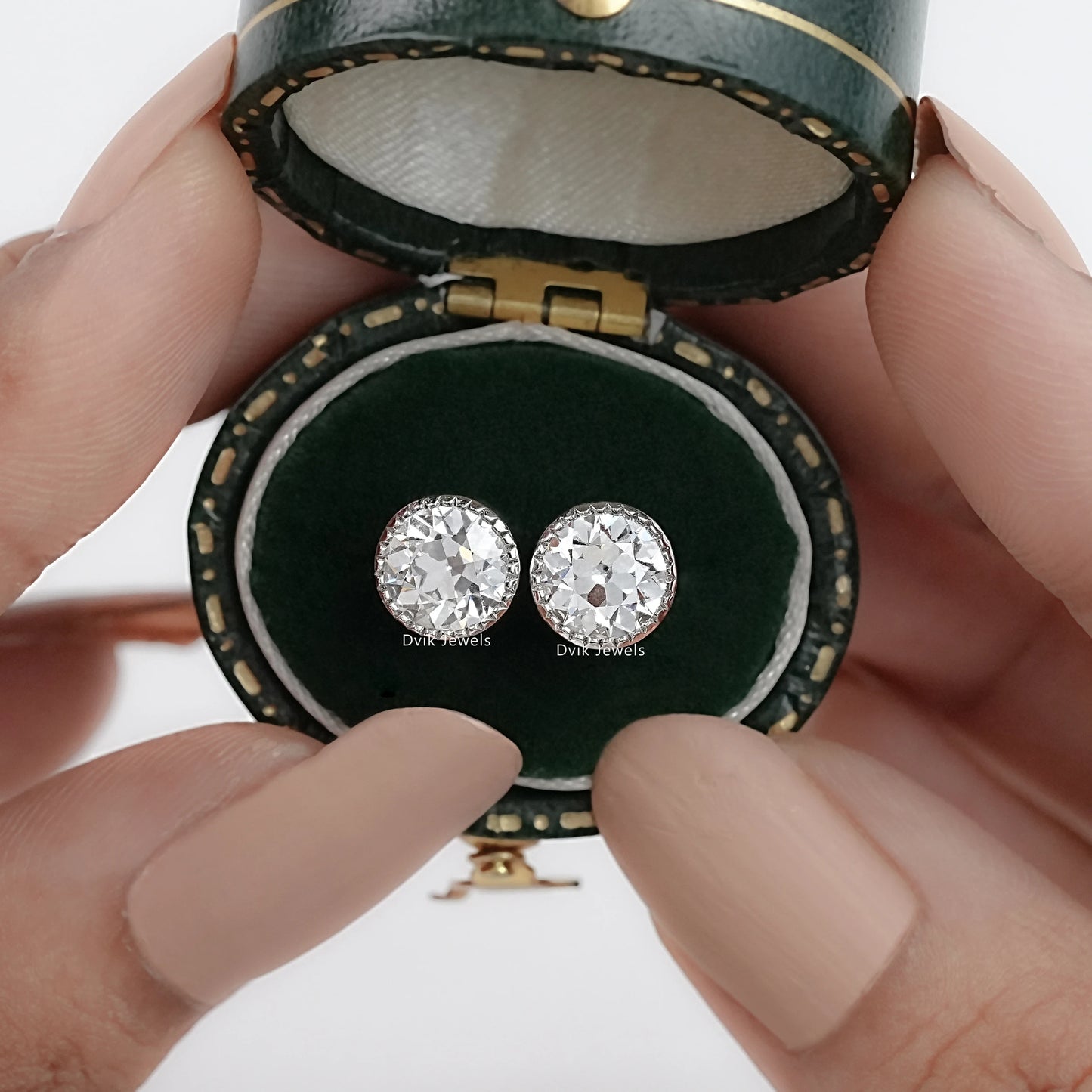 Lab Grown Old European Round Diamond Stud Earrings