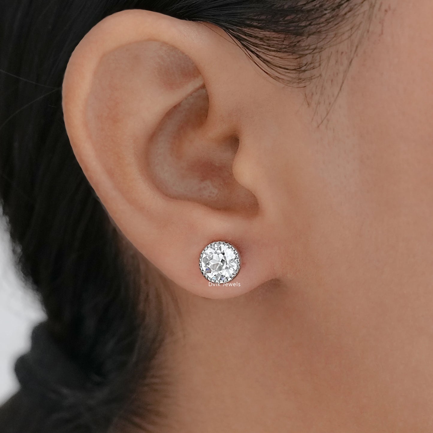 Lab Grown Old European Round Diamond Stud Earrings