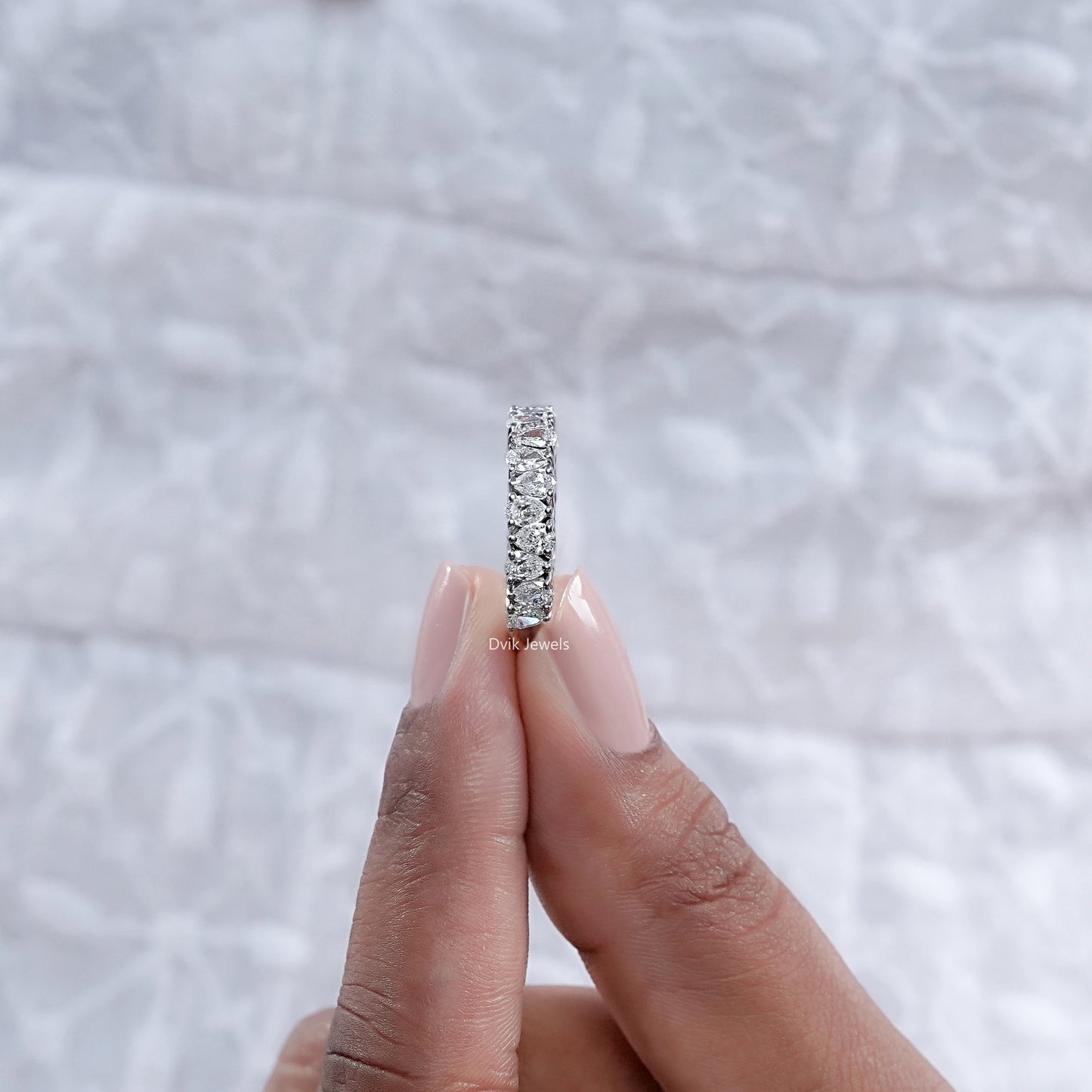 Pear Cut Lab Diamond Eternity Band