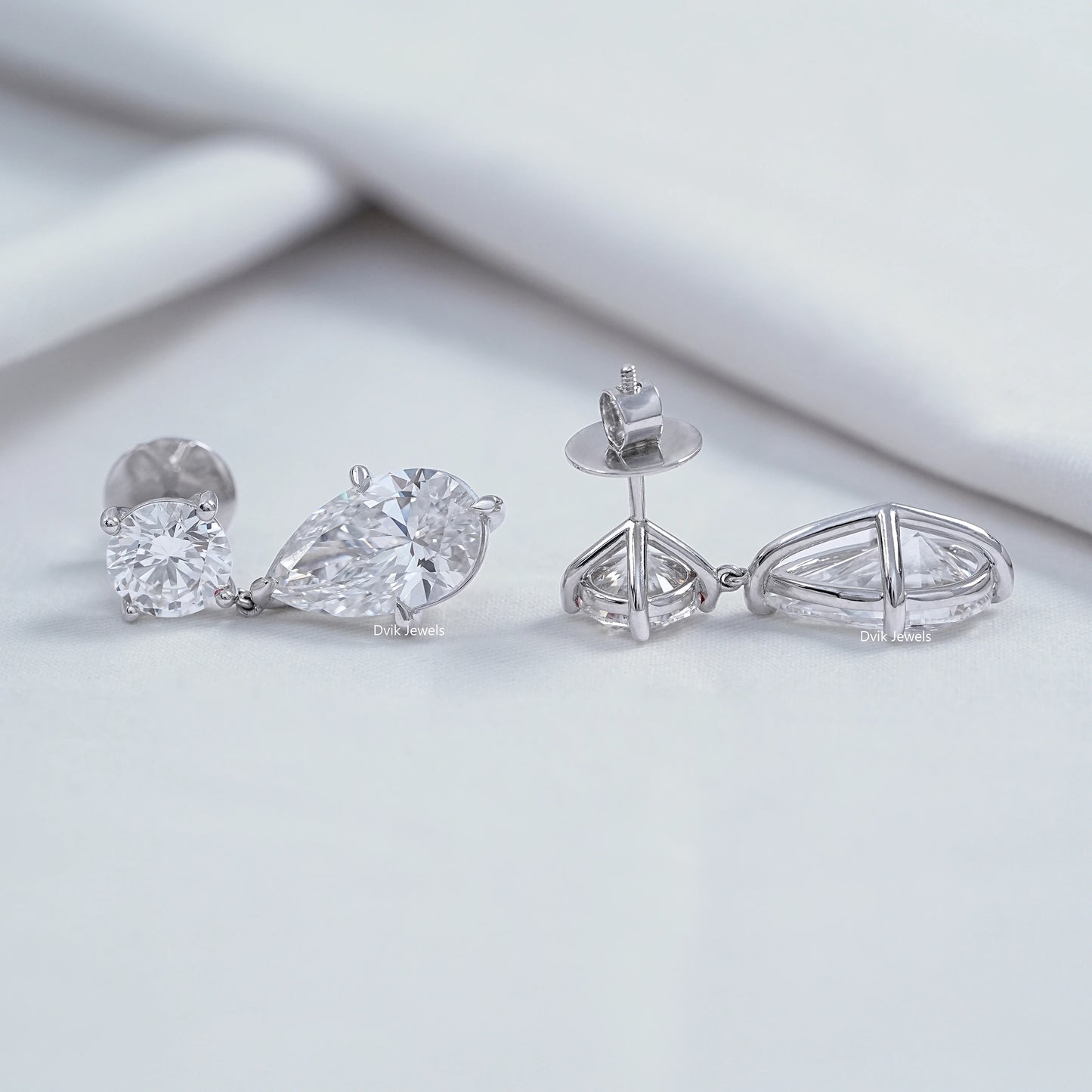 Pear Cut Lab Diamond Dangle Earrings