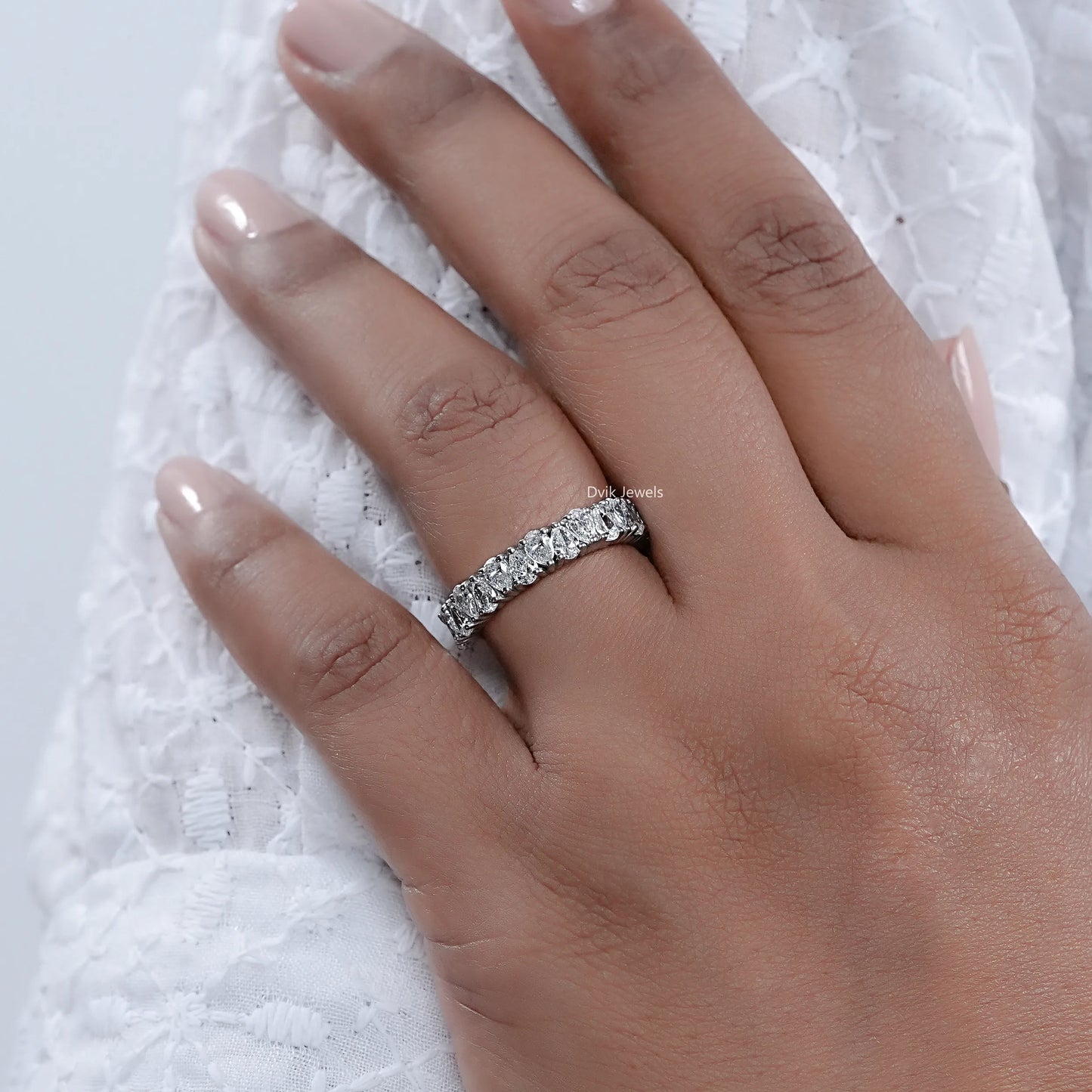 Pear Cut Lab Diamond Eternity Band