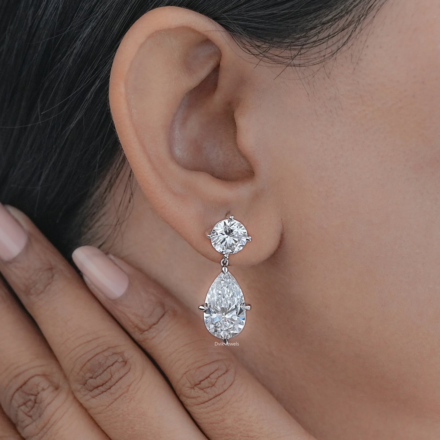 Pear Cut Lab Diamond Dangle Earrings