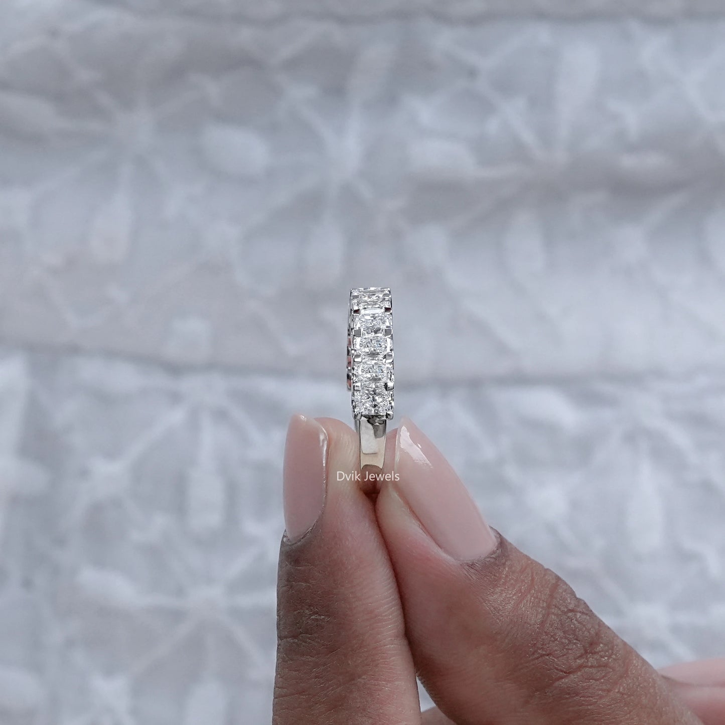 Radiant Cut Lab Diamond Wedding Band