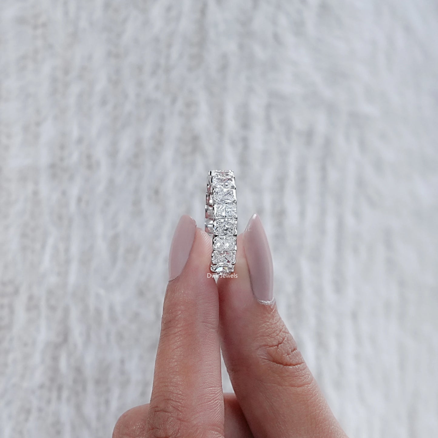 Radiant Cut Lab Diamond Full Eternity Wedding Band