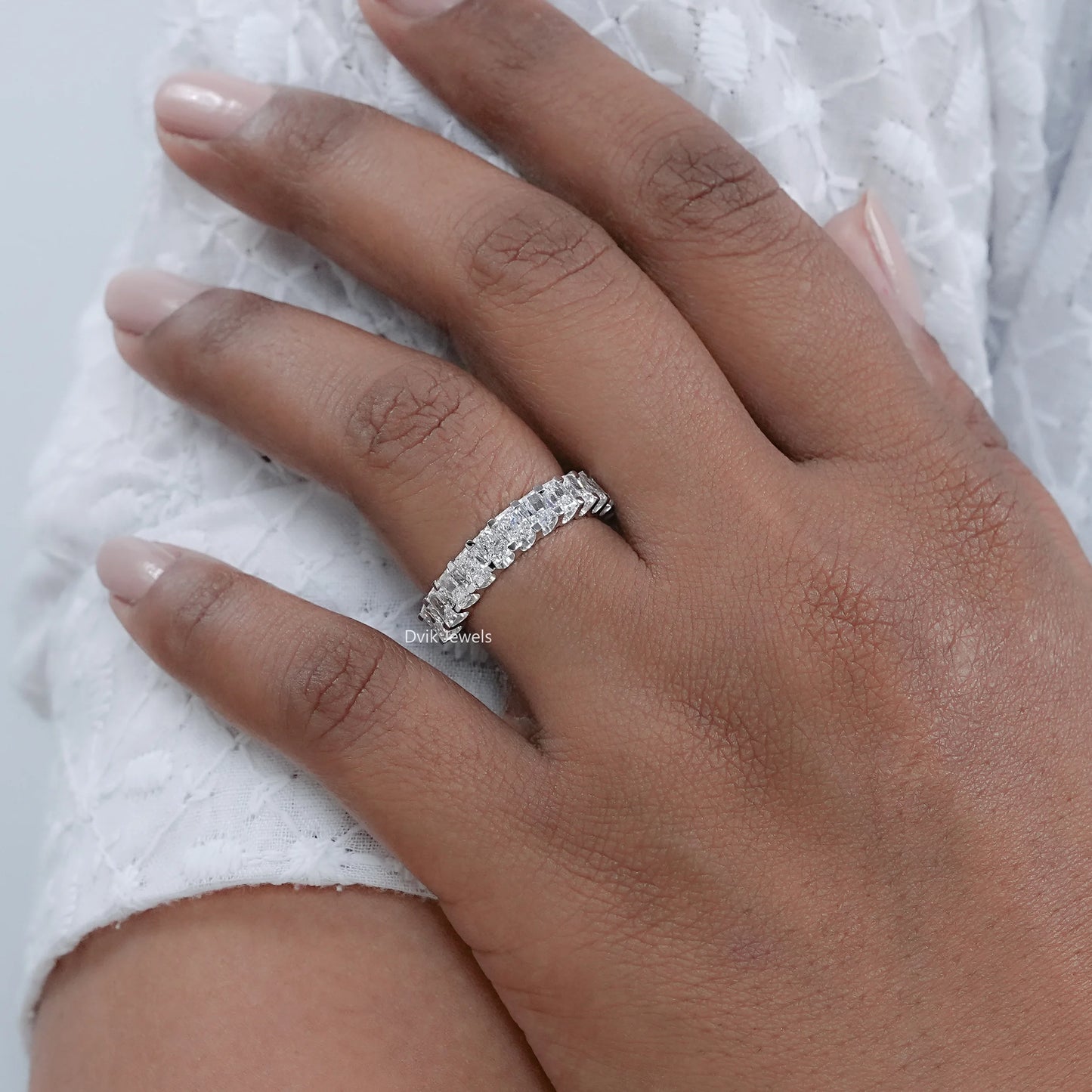 Radiant Cut Lab Diamond Wedding Band