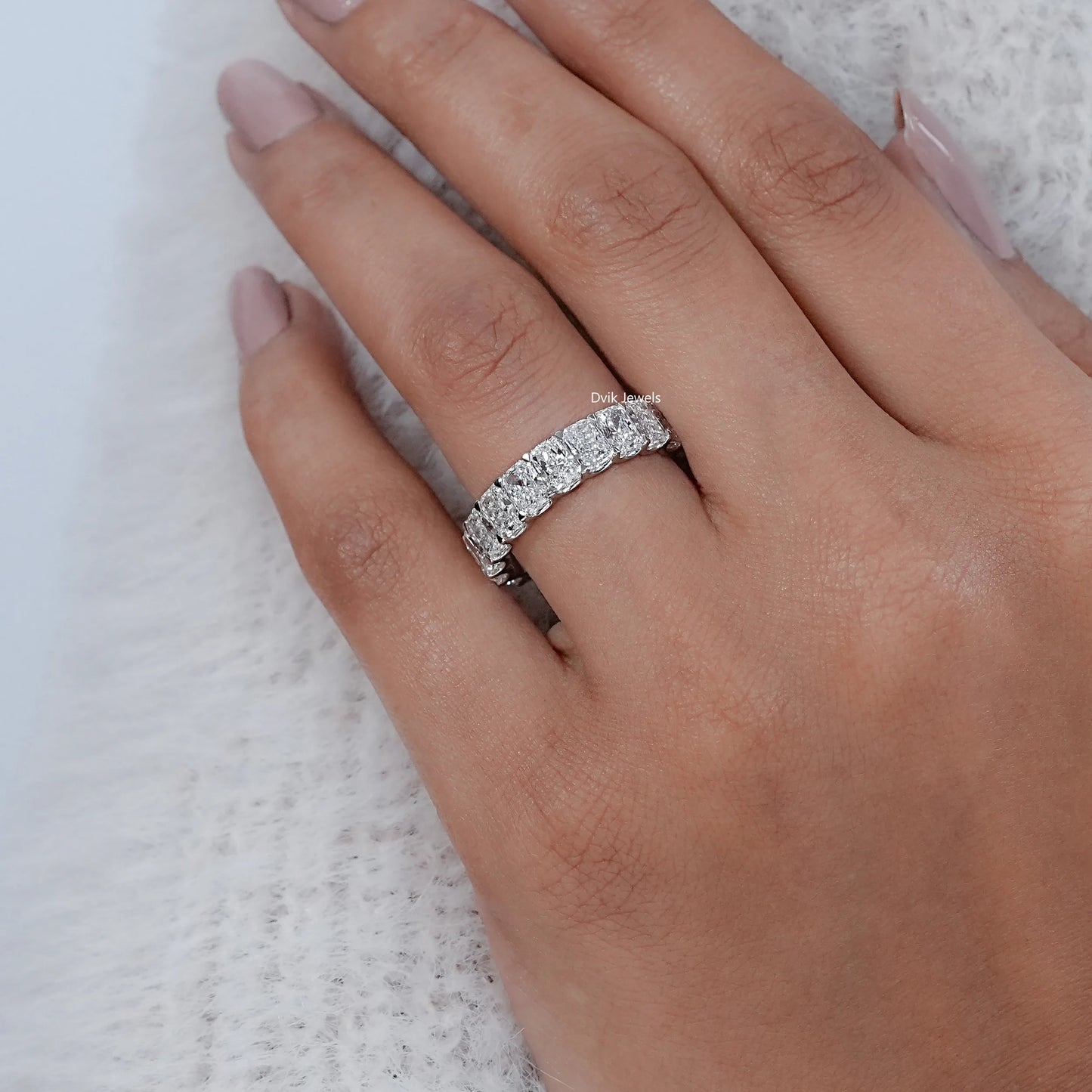 Radiant Cut Lab Diamond Full Eternity Wedding Band