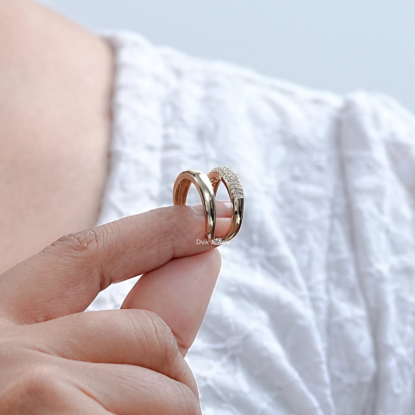 Round Lab Diamond Double Domed Ring