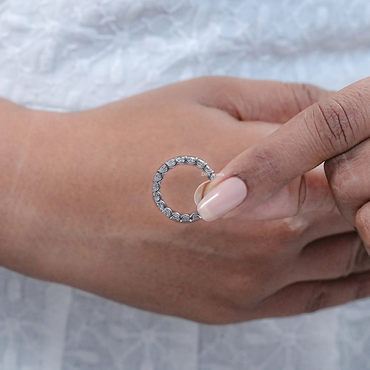 Round Lab Diamond Eternity Wedding Band