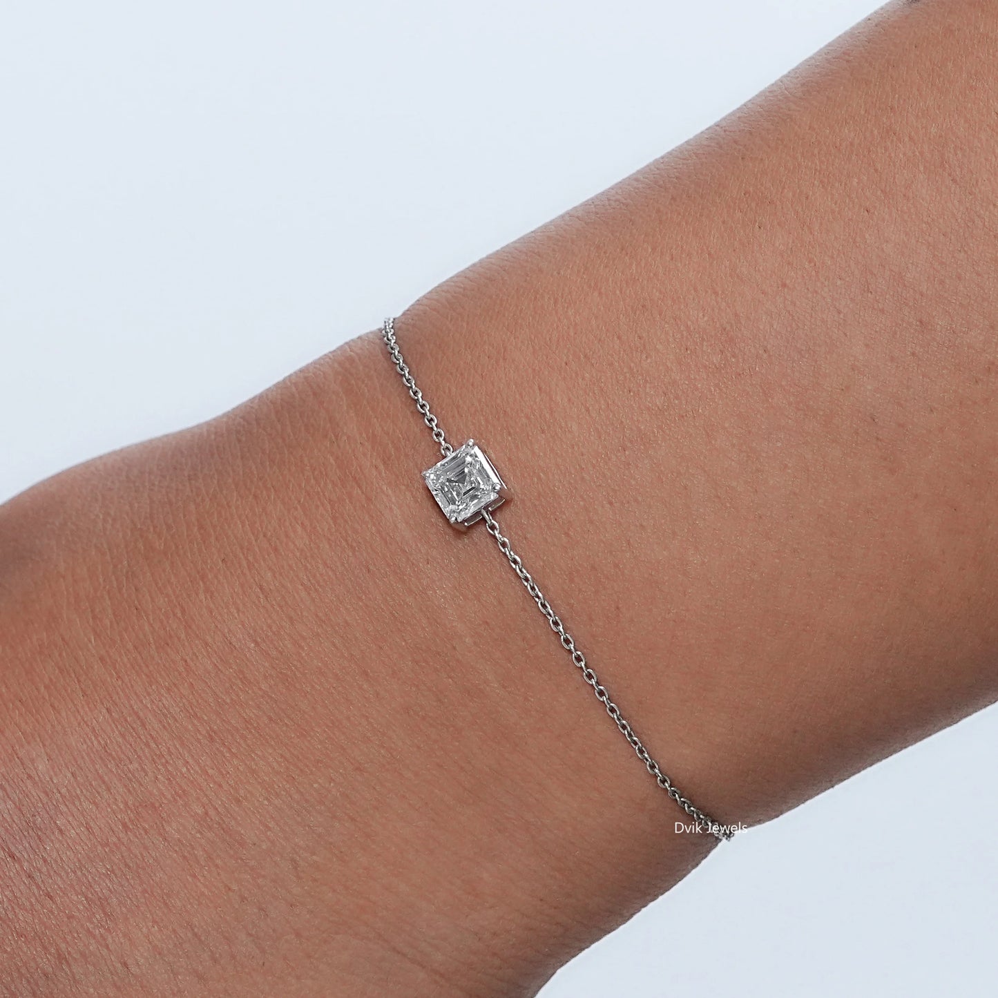 Asscher Cut Eco Friendly Diamond Solitaire Bracelet