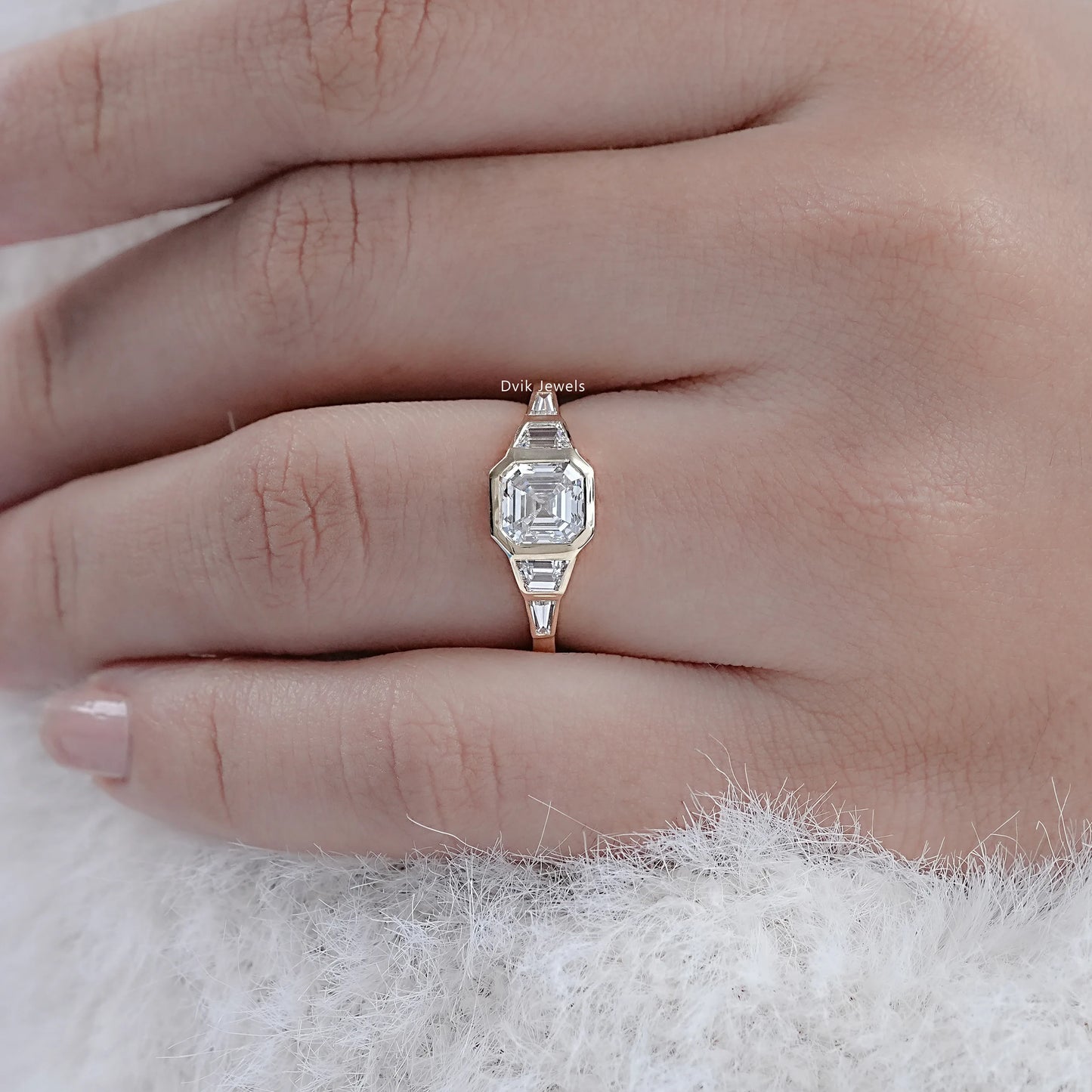 5 Stone Bezel Set Lab Diamond Engagement Ring