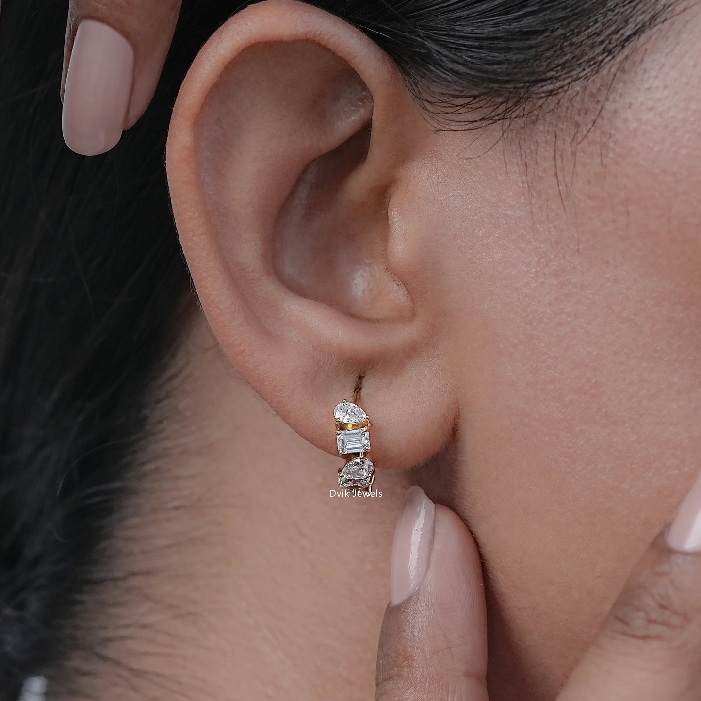 Multi Shape Lab Diamond Huggie Hoop Earrings