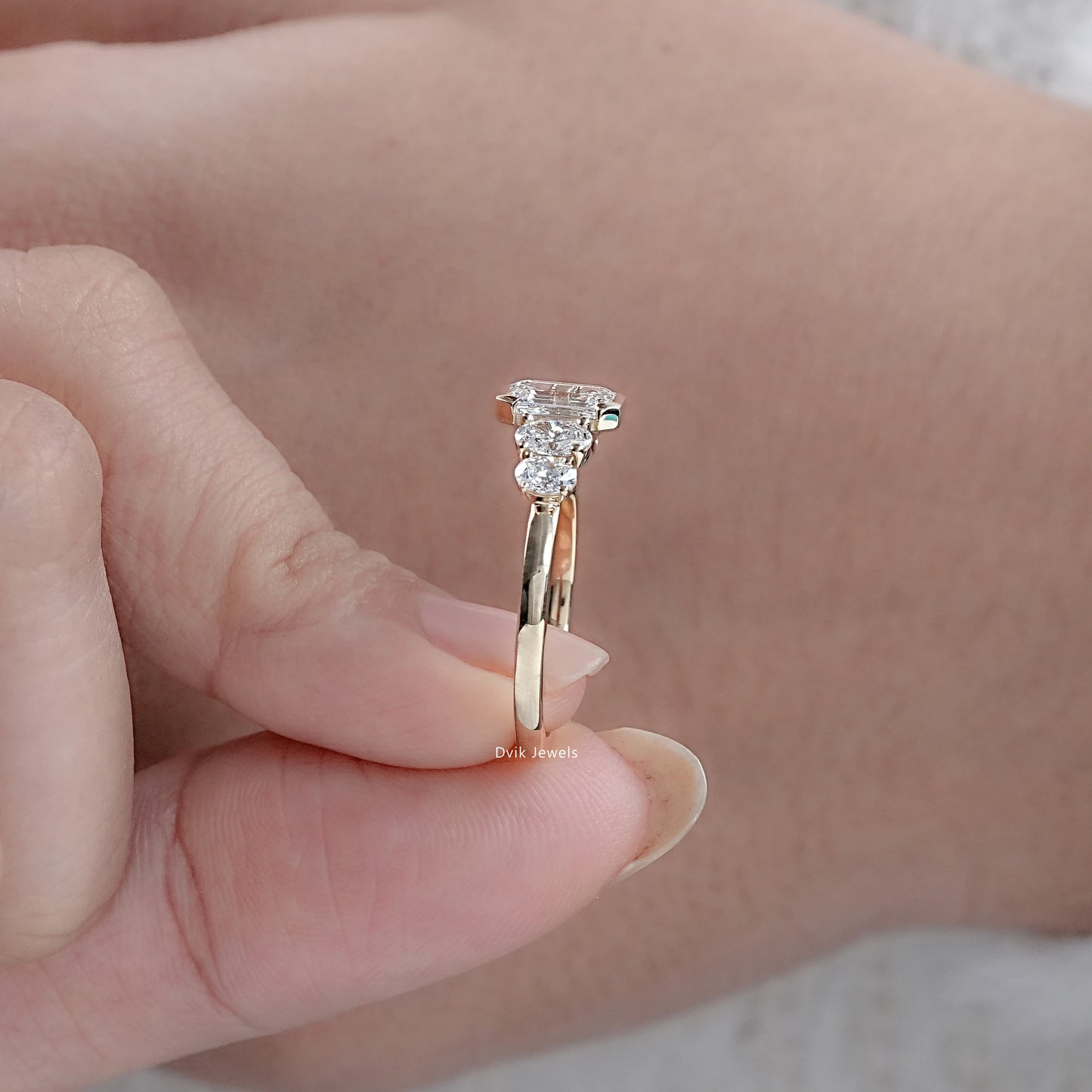 Half Bezel Set Five Stone Diamond Ring