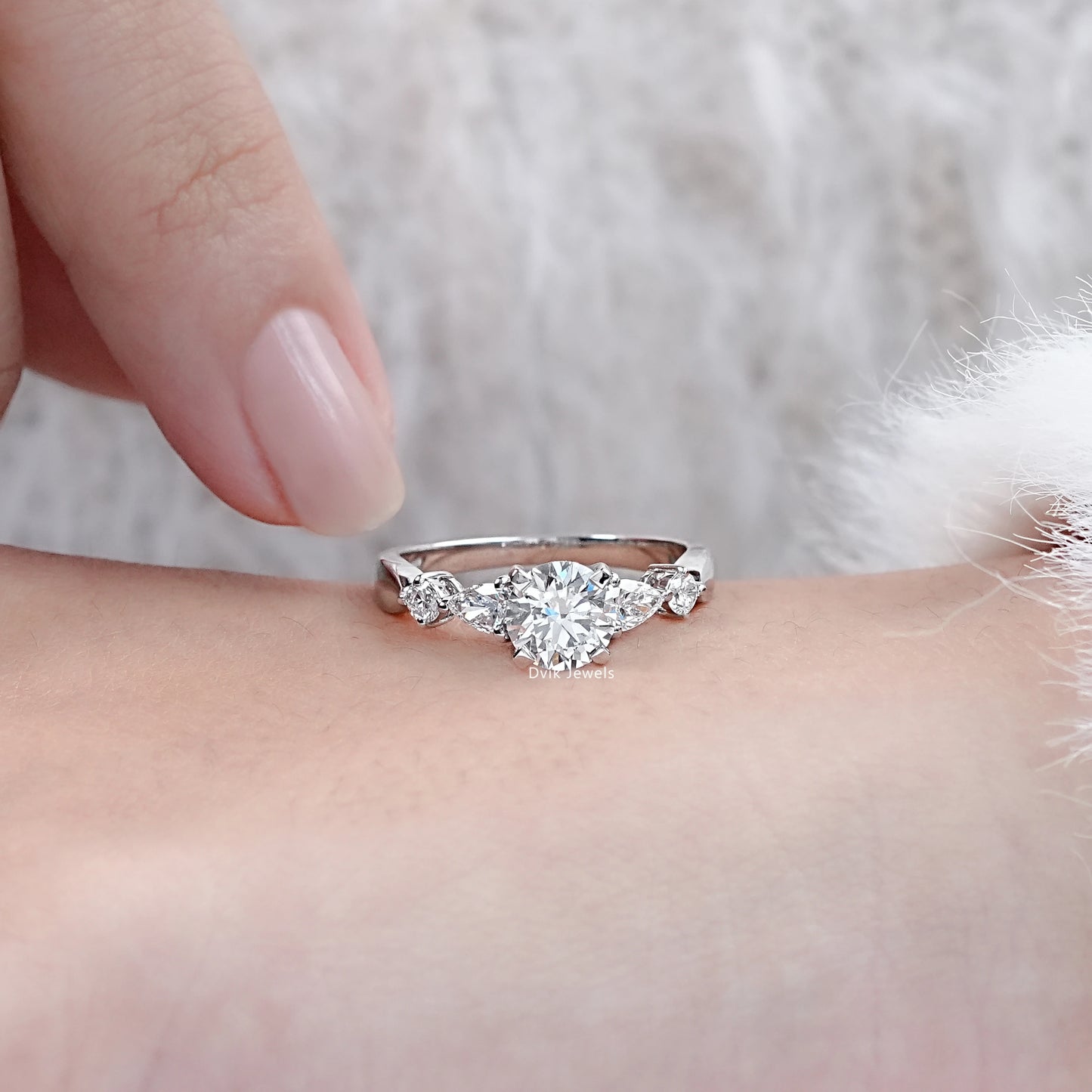 Round Cut Five Stone Engagement Ring