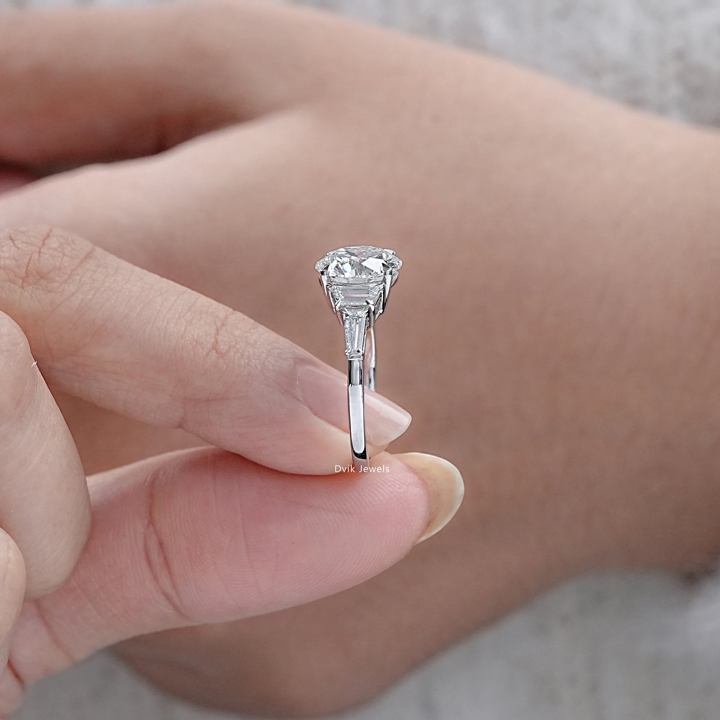 Trapezoid And Tapered Baguette Lab Diamond Five Stone Ring