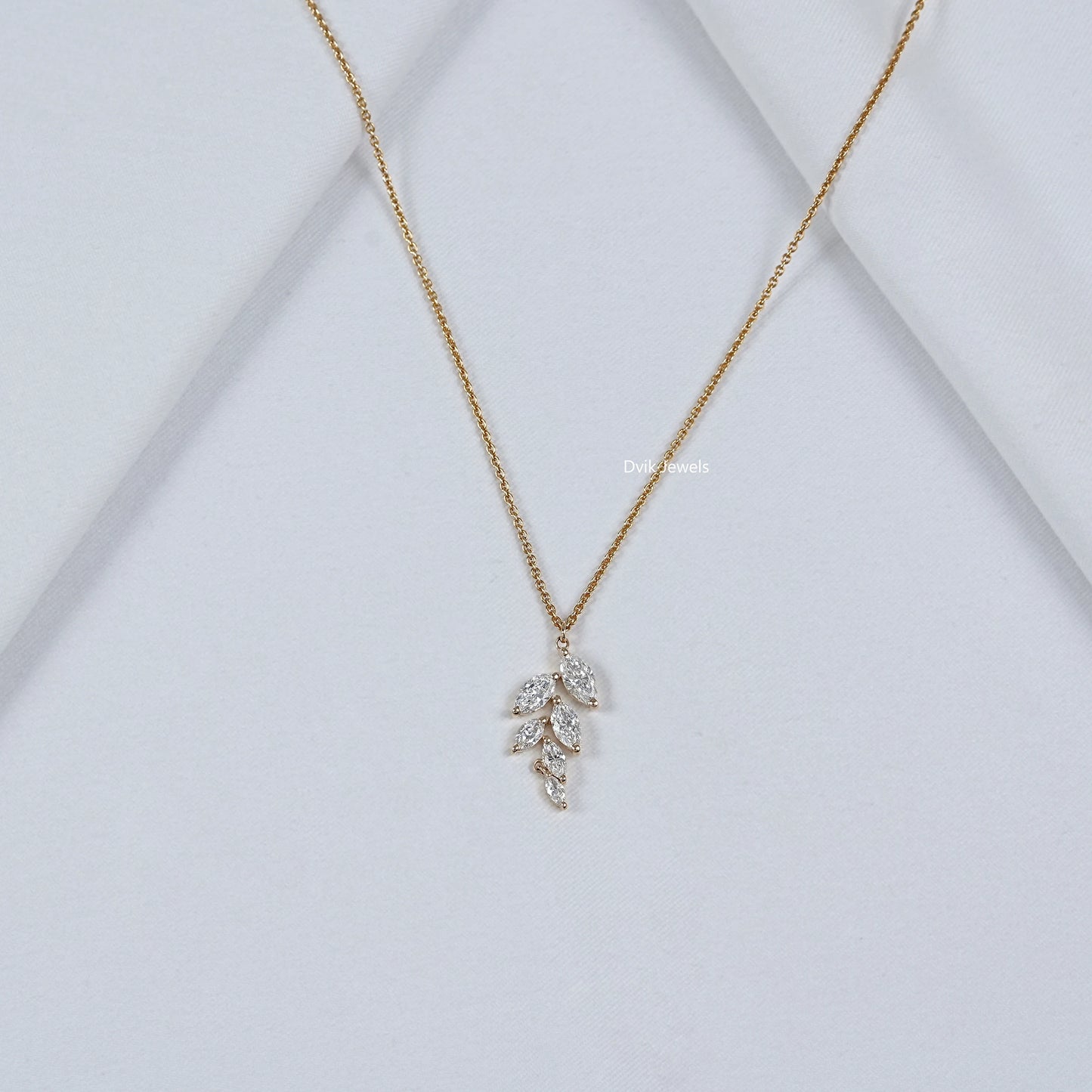 Marquise Cut Lab Diamond Leaf Style Necklace