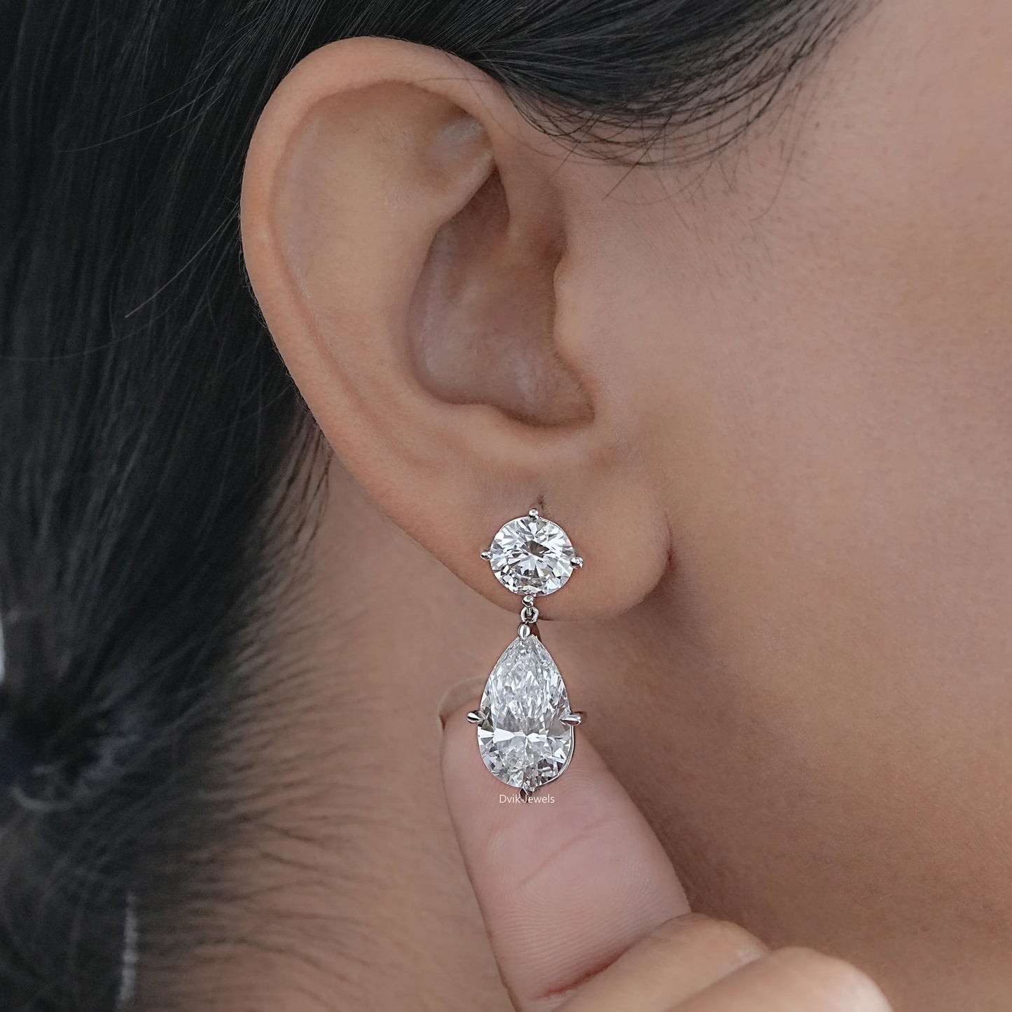 Pear Cut Lab Diamond Dangle Earrings