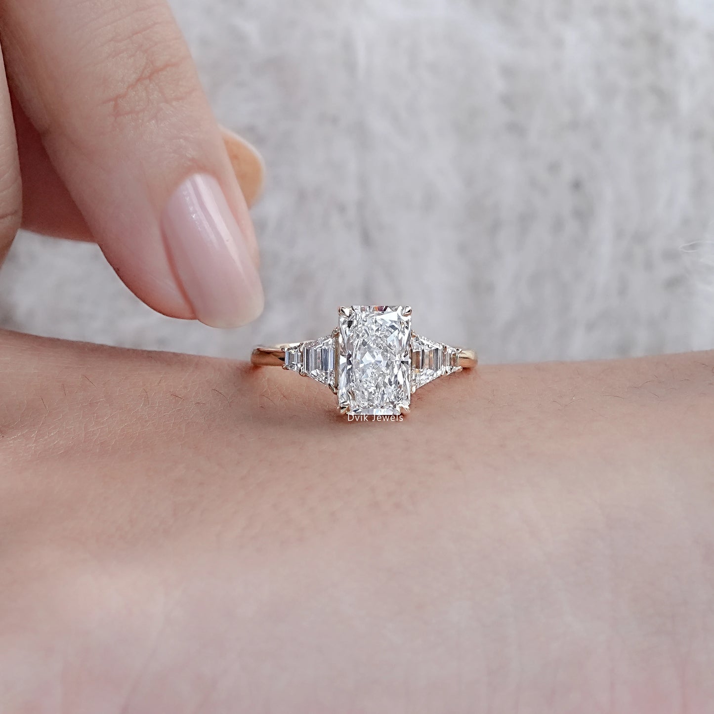 Radiant Cut Prong Set Five Stone Ring