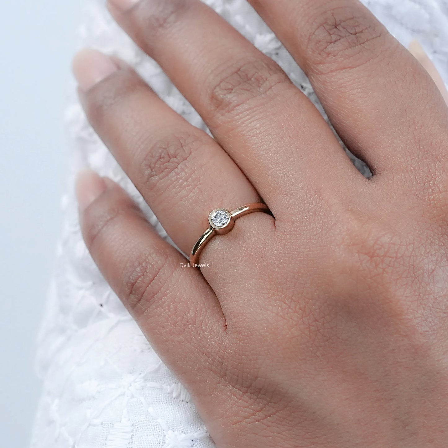 Bezel Set Round Diamond Solitaire Engagement Ring