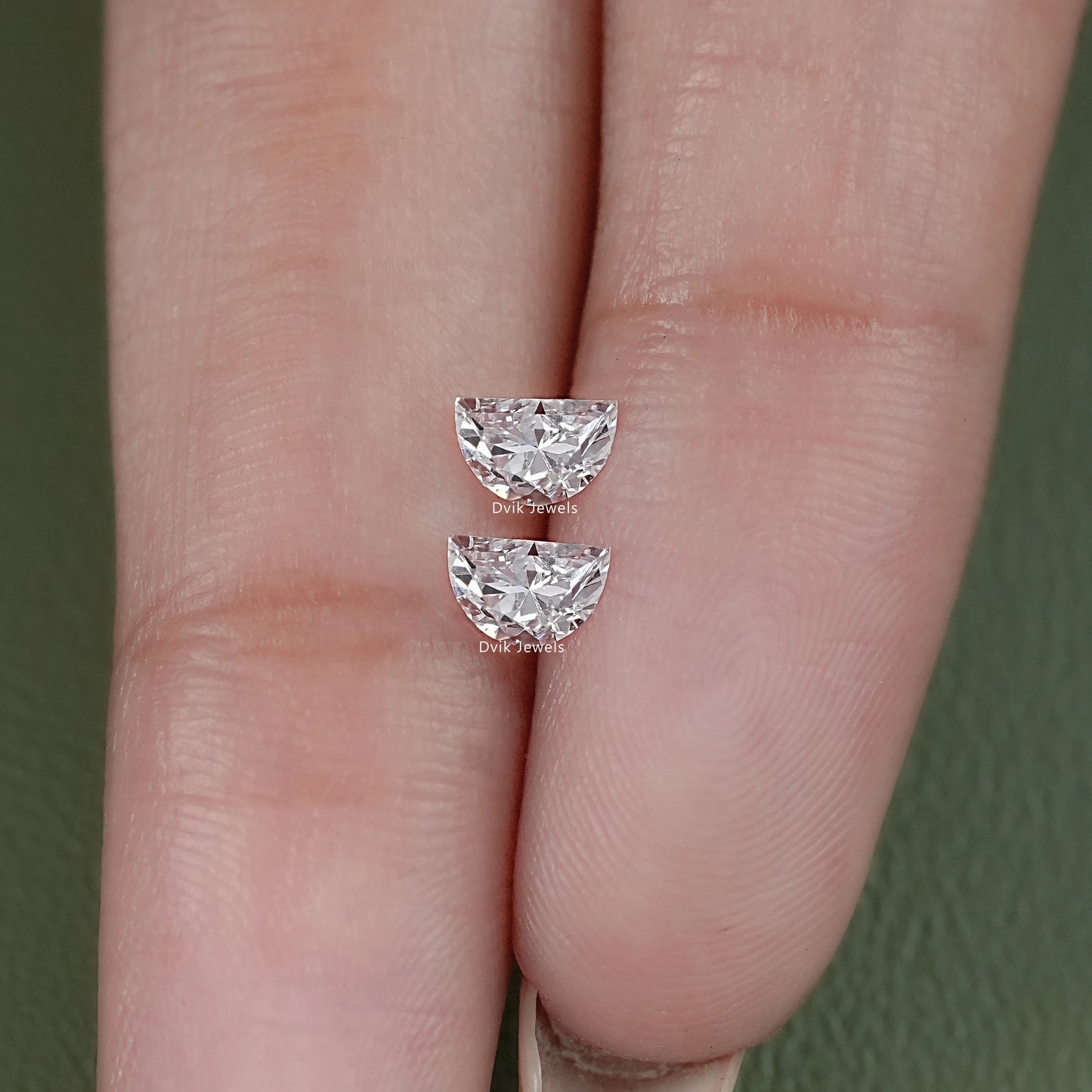 Half Moon Cut Lab Grown Loose Diamond Matching Pair