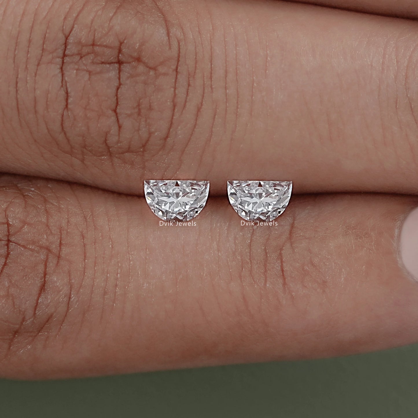 Half Moon Cut Lab Grown Loose Diamond Matching Pair