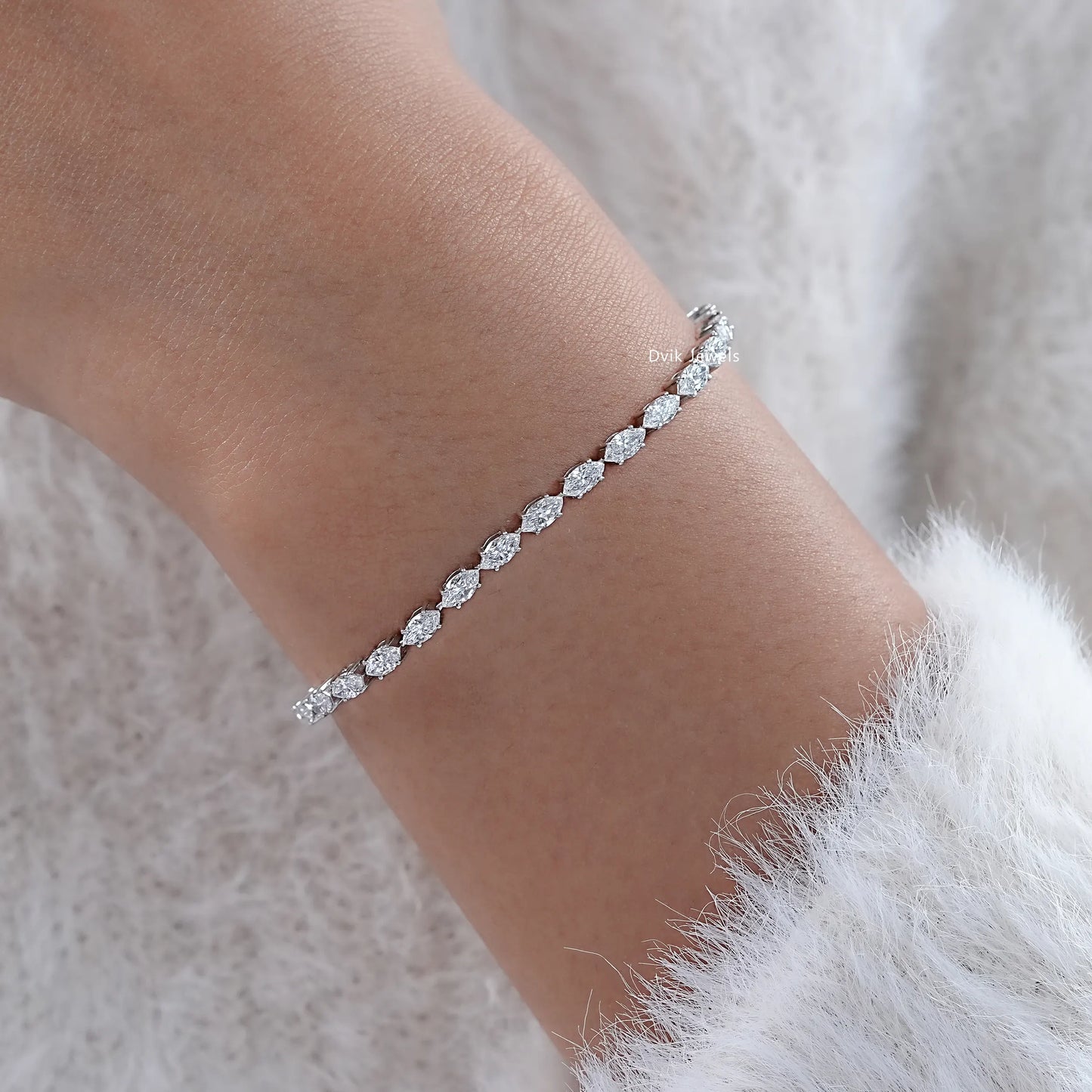 Marquise Cut Lab Diamond Tennis Bracelet