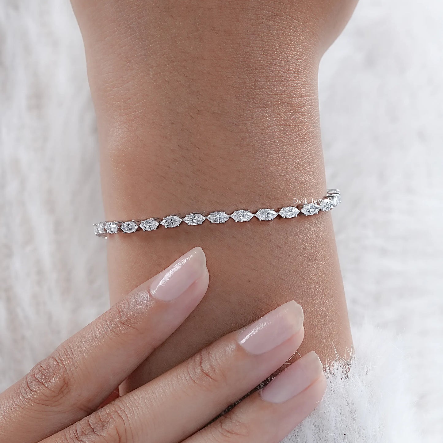 Marquise Cut Lab Diamond Tennis Bracelet