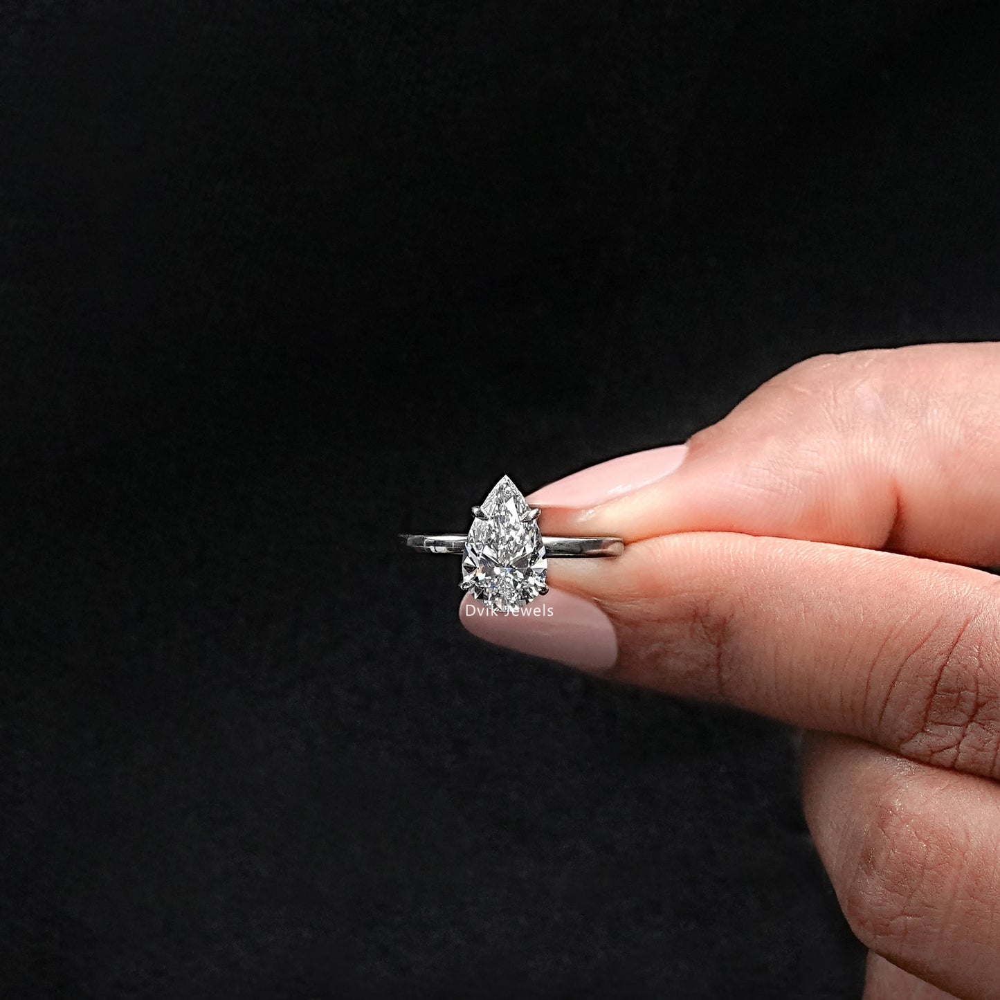 Pear Cut Lab Grown Diamond Solitaire Engagement Ring