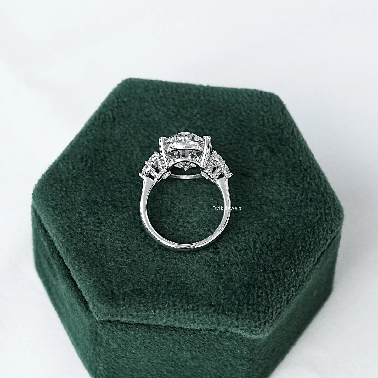 Oval Shape Lab Diamond Accent Engagement Ring