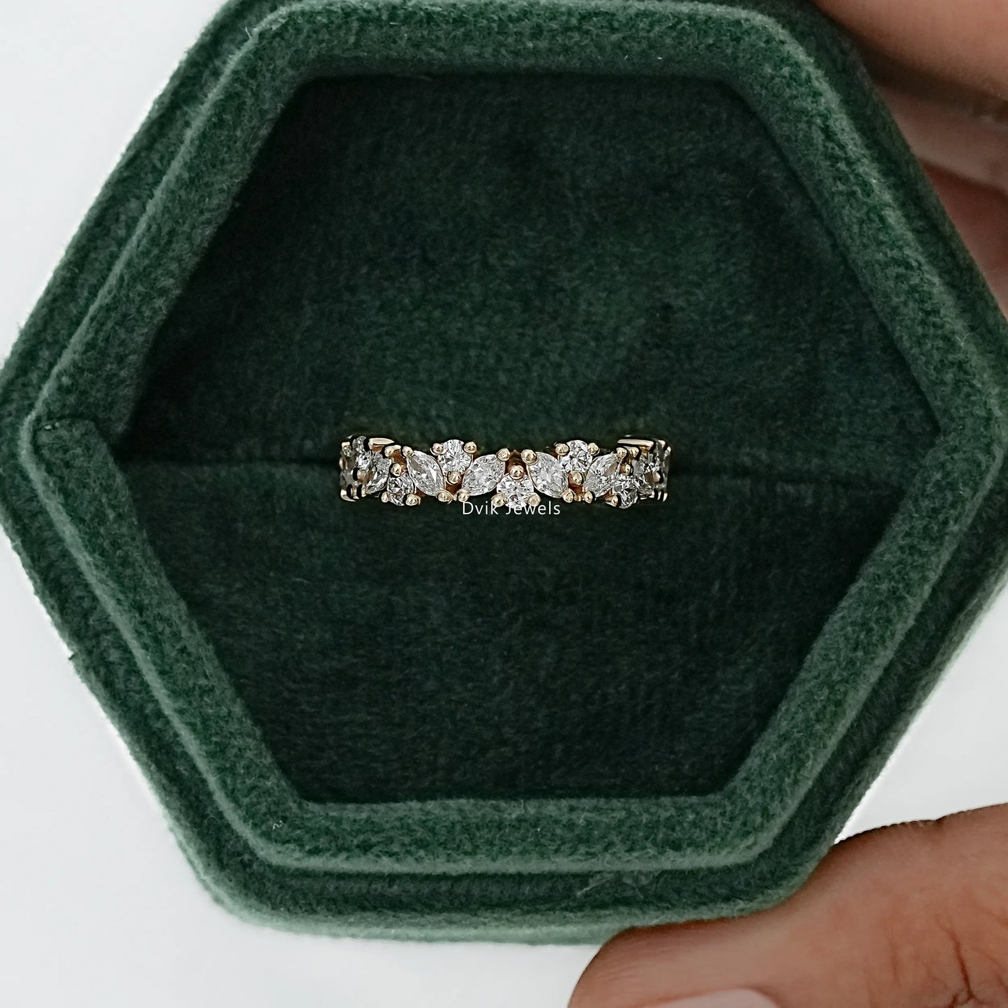Marquise And Round Lab Diamond Wedding Band