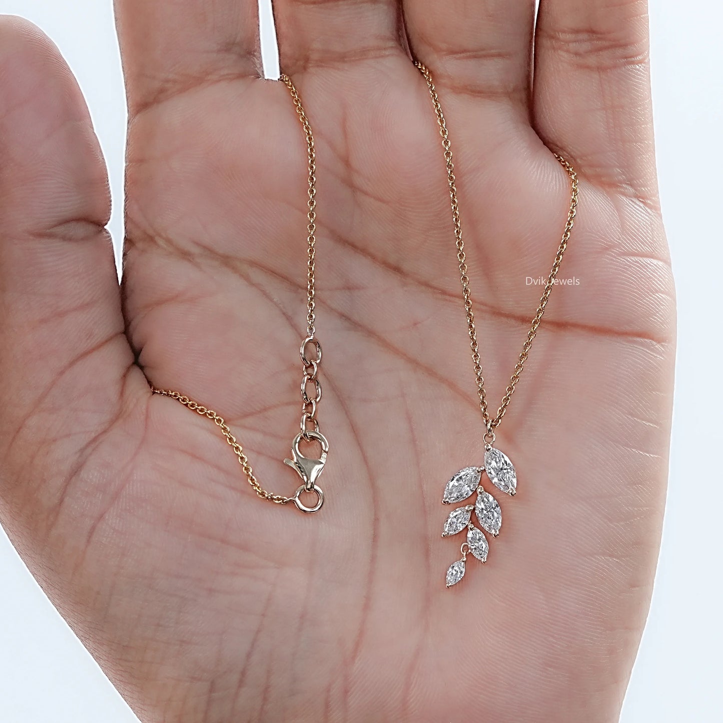 Marquise Cut Lab Diamond Leaf Style Necklace