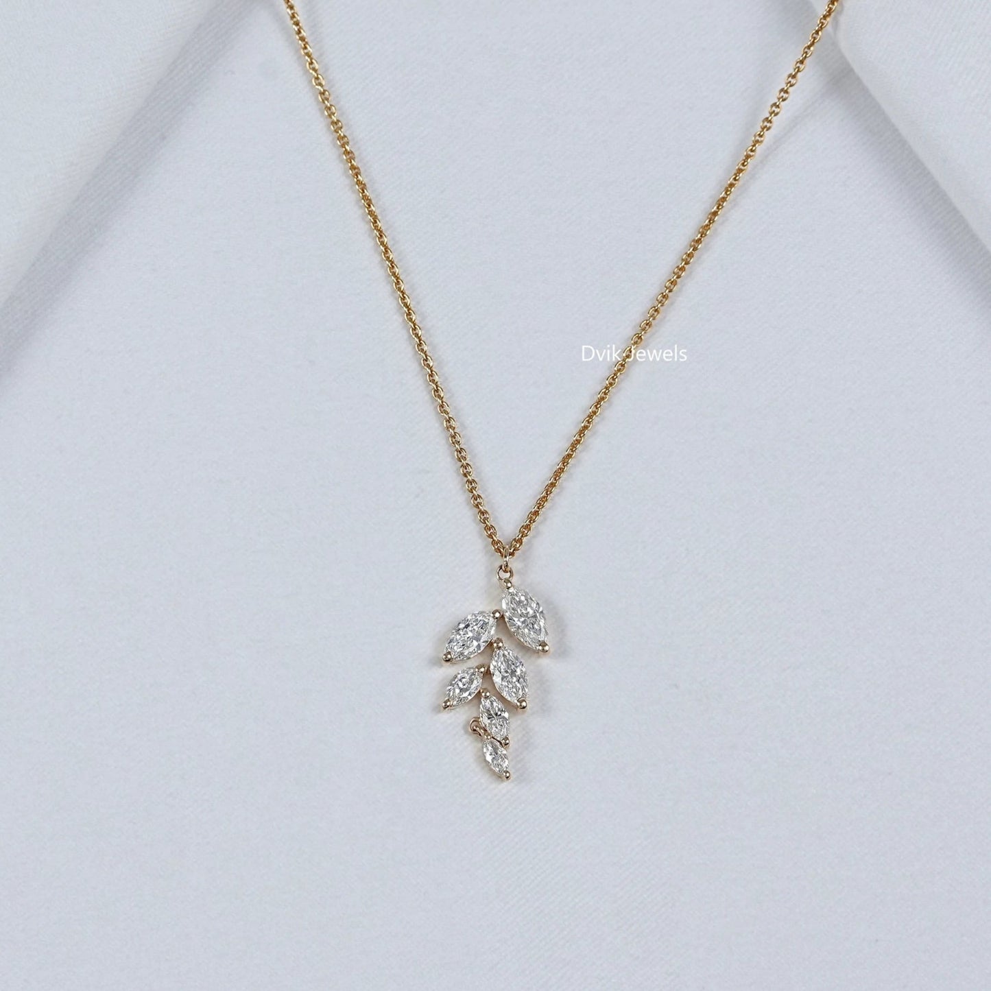 Marquise Cut Lab Diamond Leaf Style Pendant