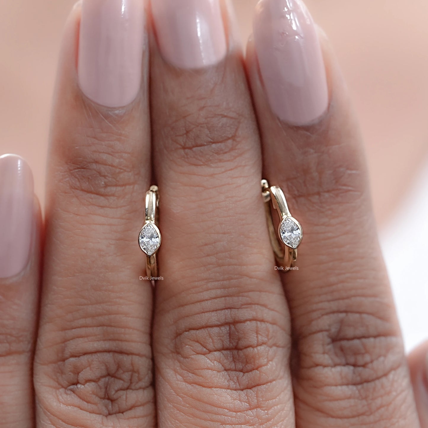 Marquise Cut Lab Diamond Solitaire Huggie Hoop Earrings