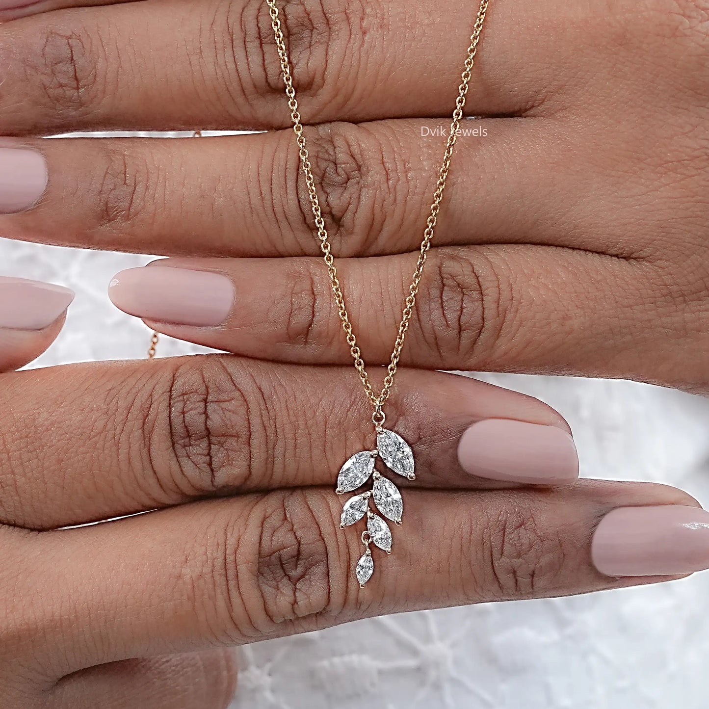 Marquise Cut Lab Diamond Leaf Style Pendant
