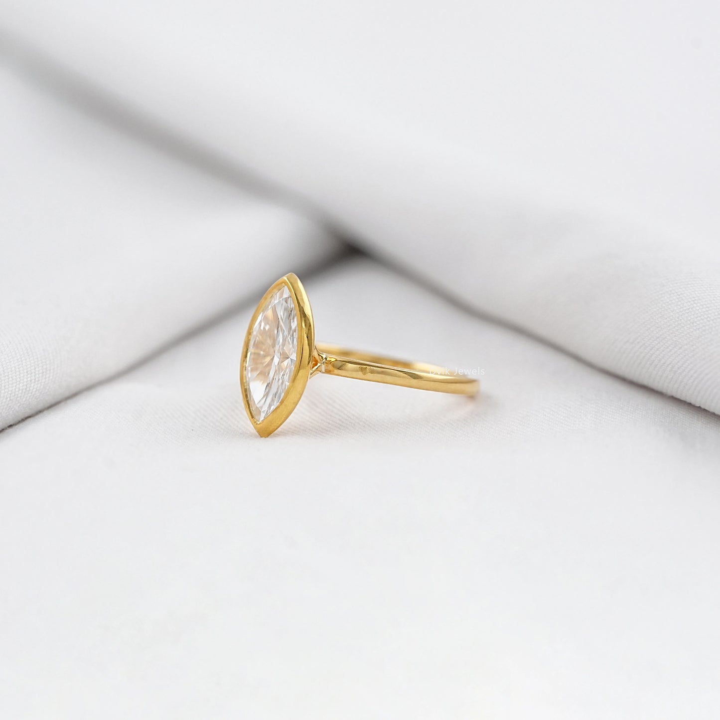 Bezel Set Marquise Lab Diamond Soliteire Ring