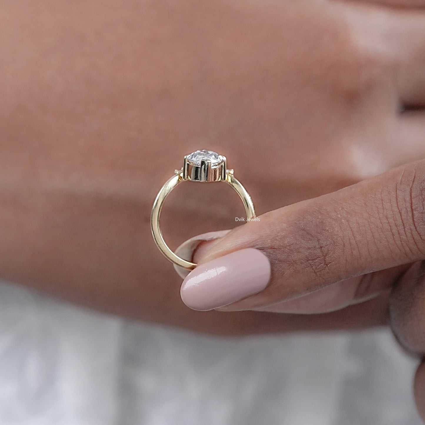 Marquise Cut Lab Diamond Chevron Bridal Ring Set
