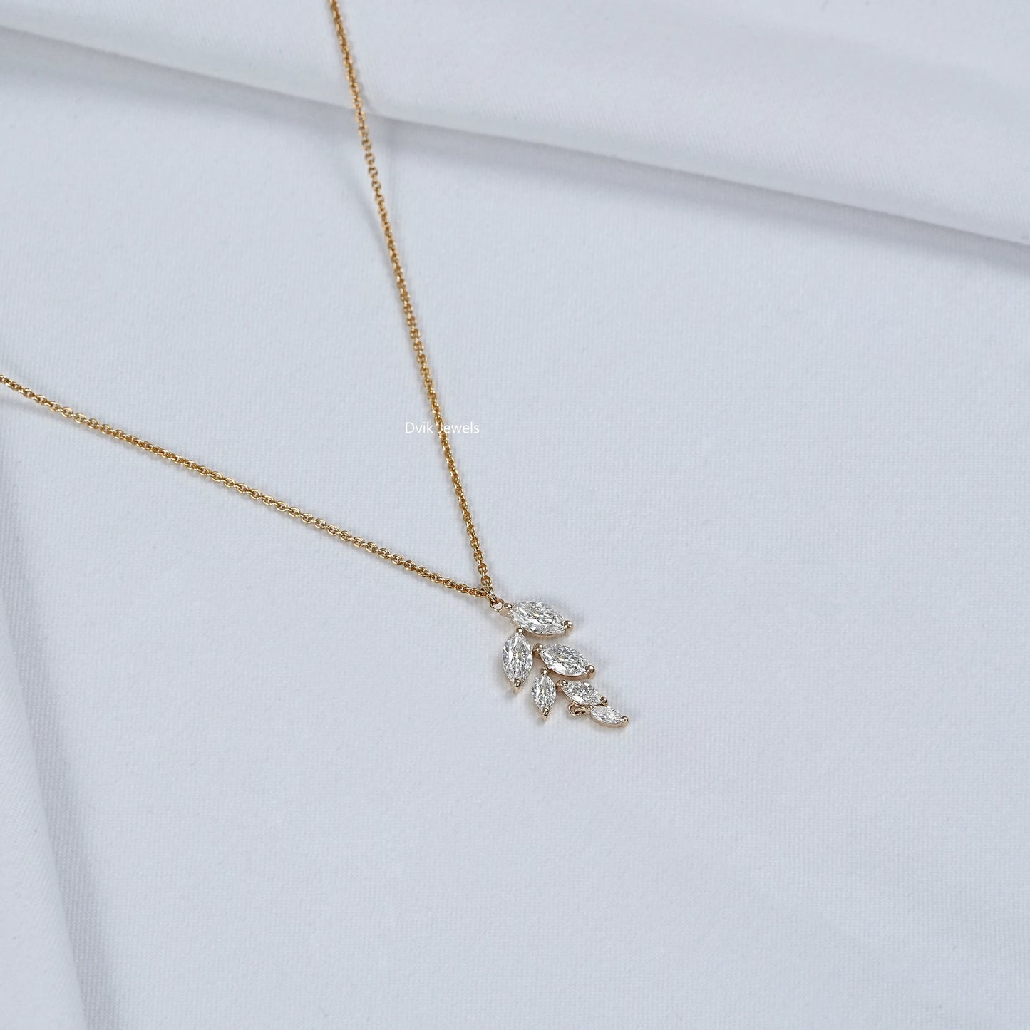 Marquise Cut Lab Diamond Leaf Style Pendant