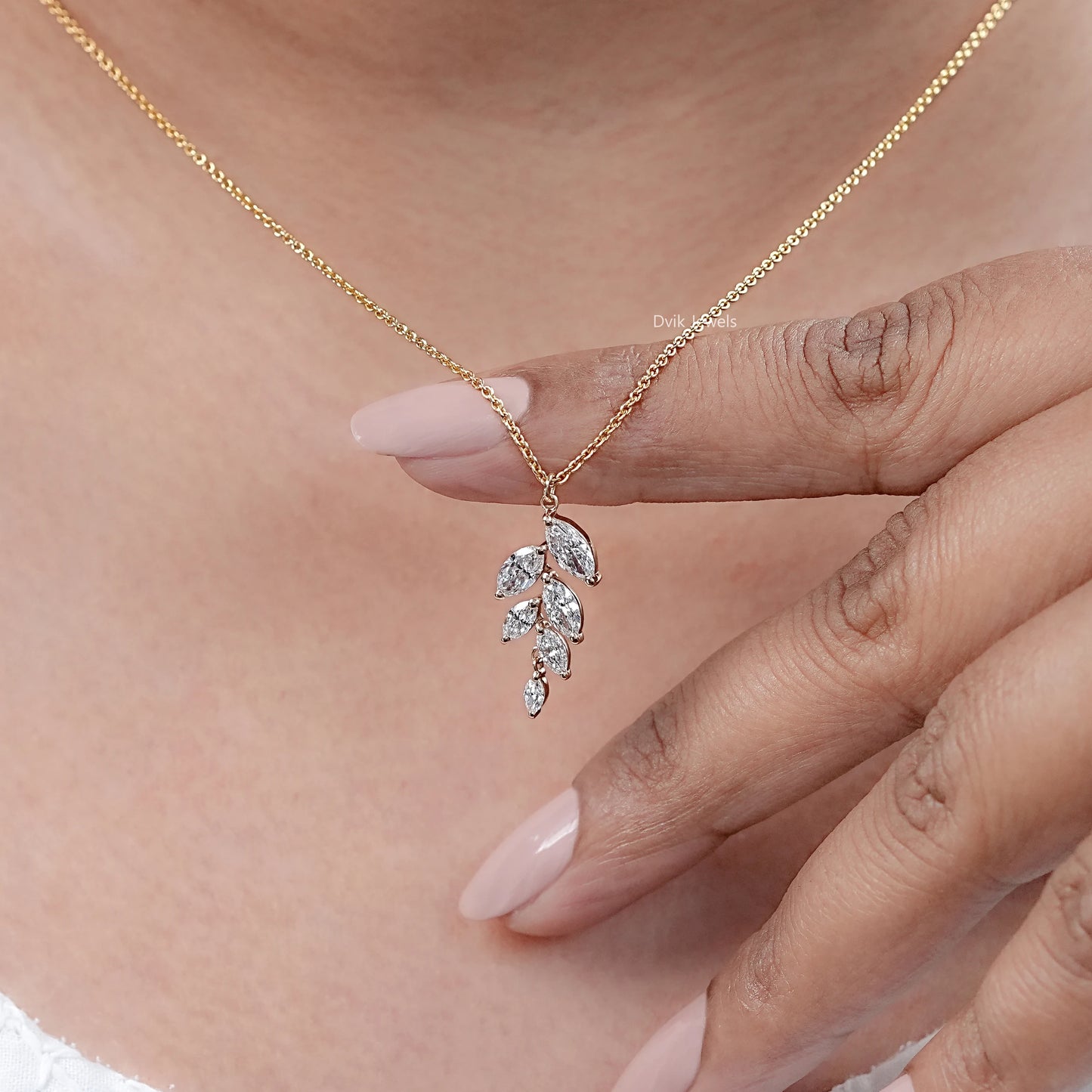 Marquise Cut Lab Diamond Leaf Style Pendant