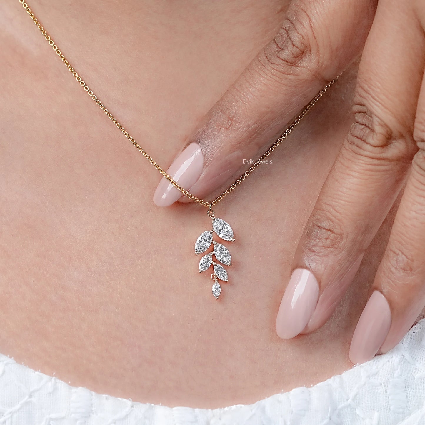 Marquise Cut Lab Diamond Leaf Style Pendant
