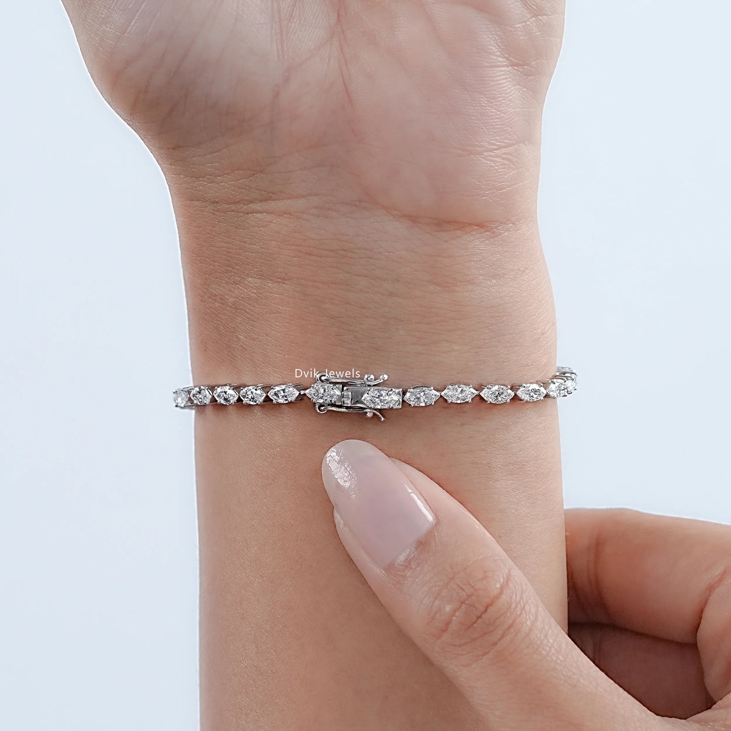 Marquise Cut Lab Diamond Tennis Bracelet