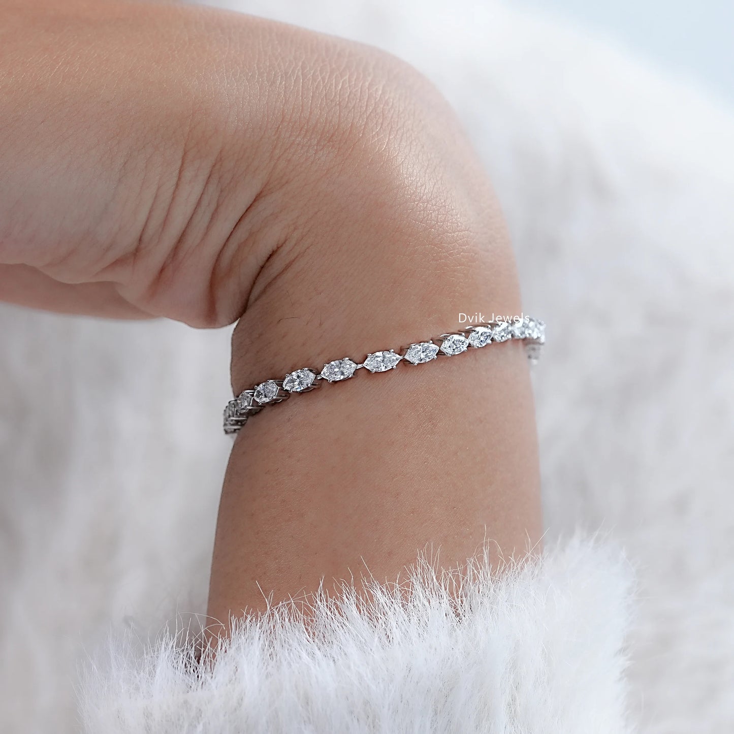 Marquise Cut Lab Diamond Tennis Bracelet