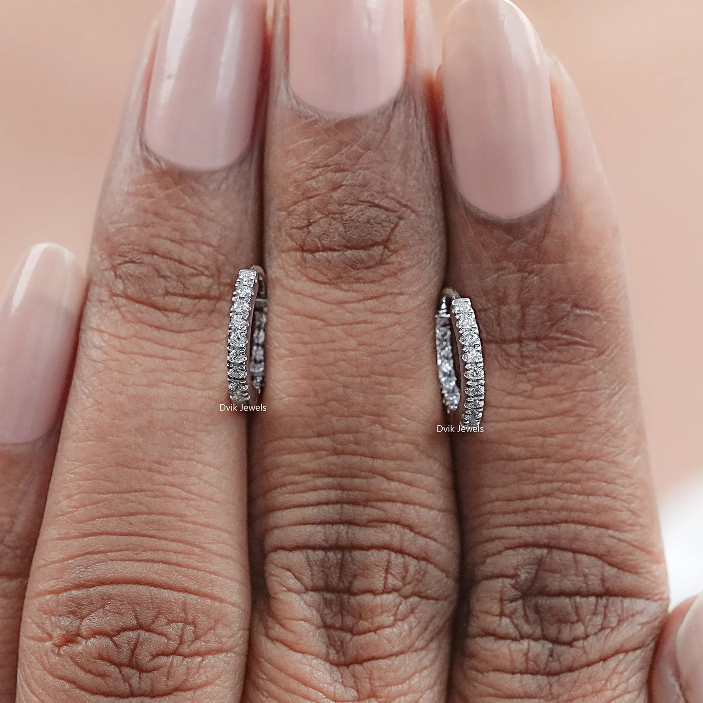 Dainty Round Cut Diamond Inside Out Huggie Earrings