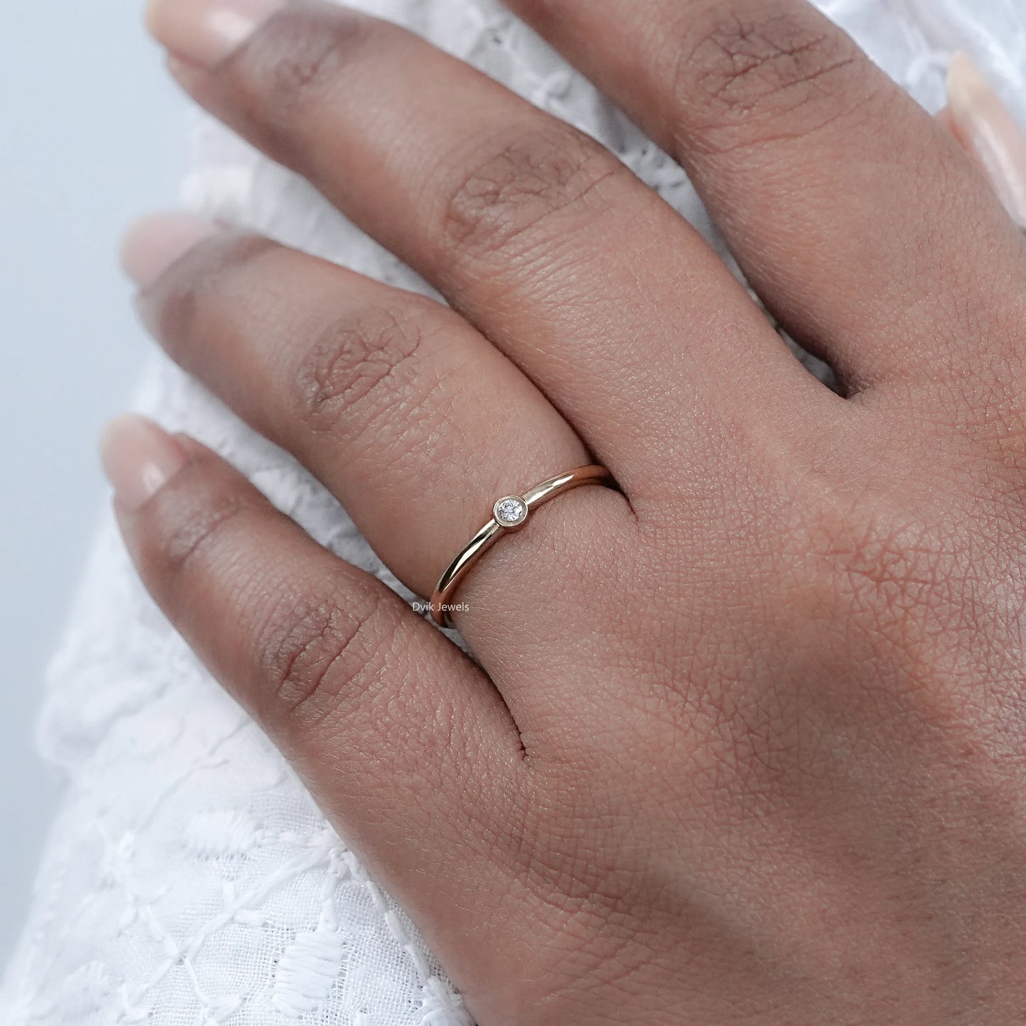 Round Cut Lab Diamond Bezel Set Ring