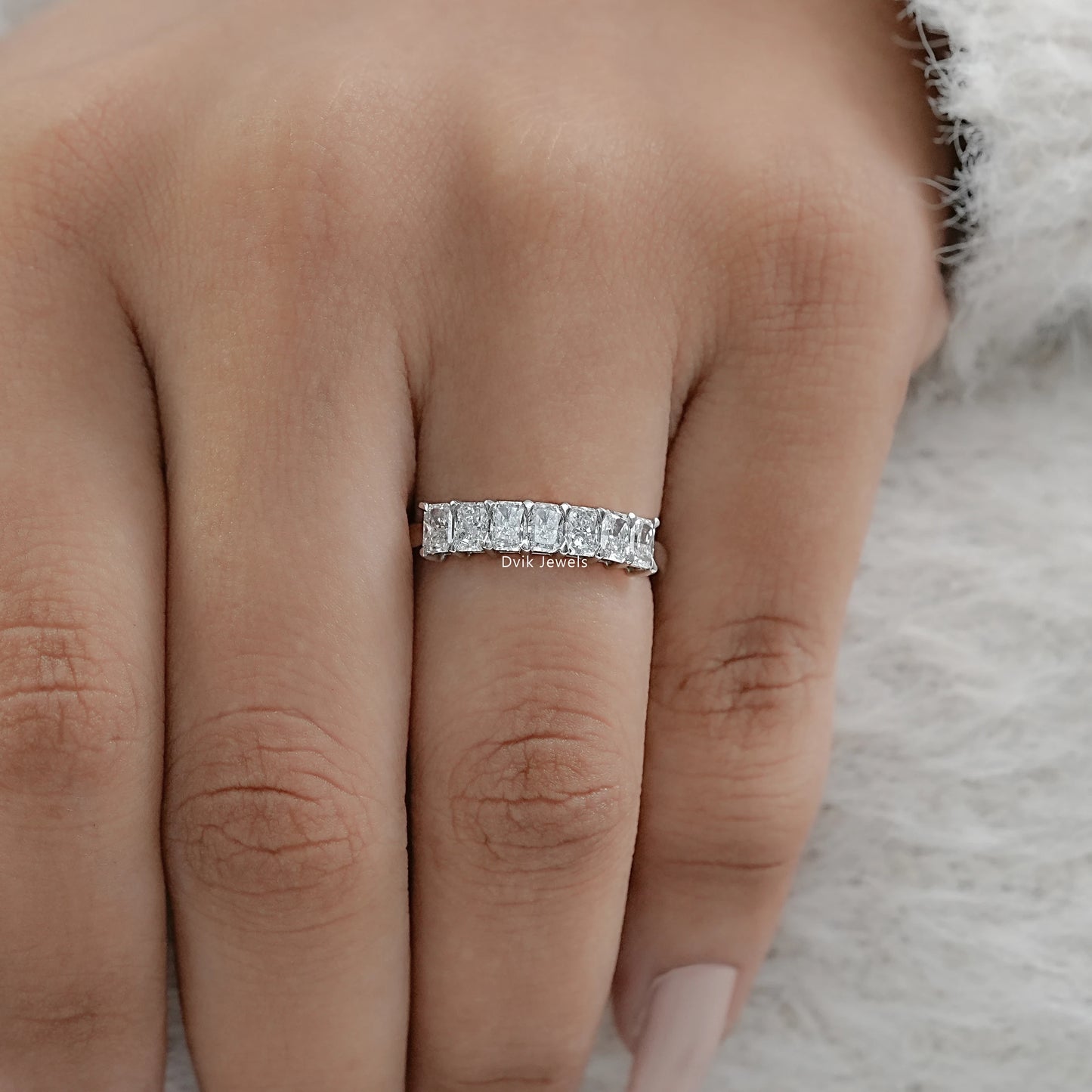 Radiant Cut Seven Stone Half Eternity Diamond Ring