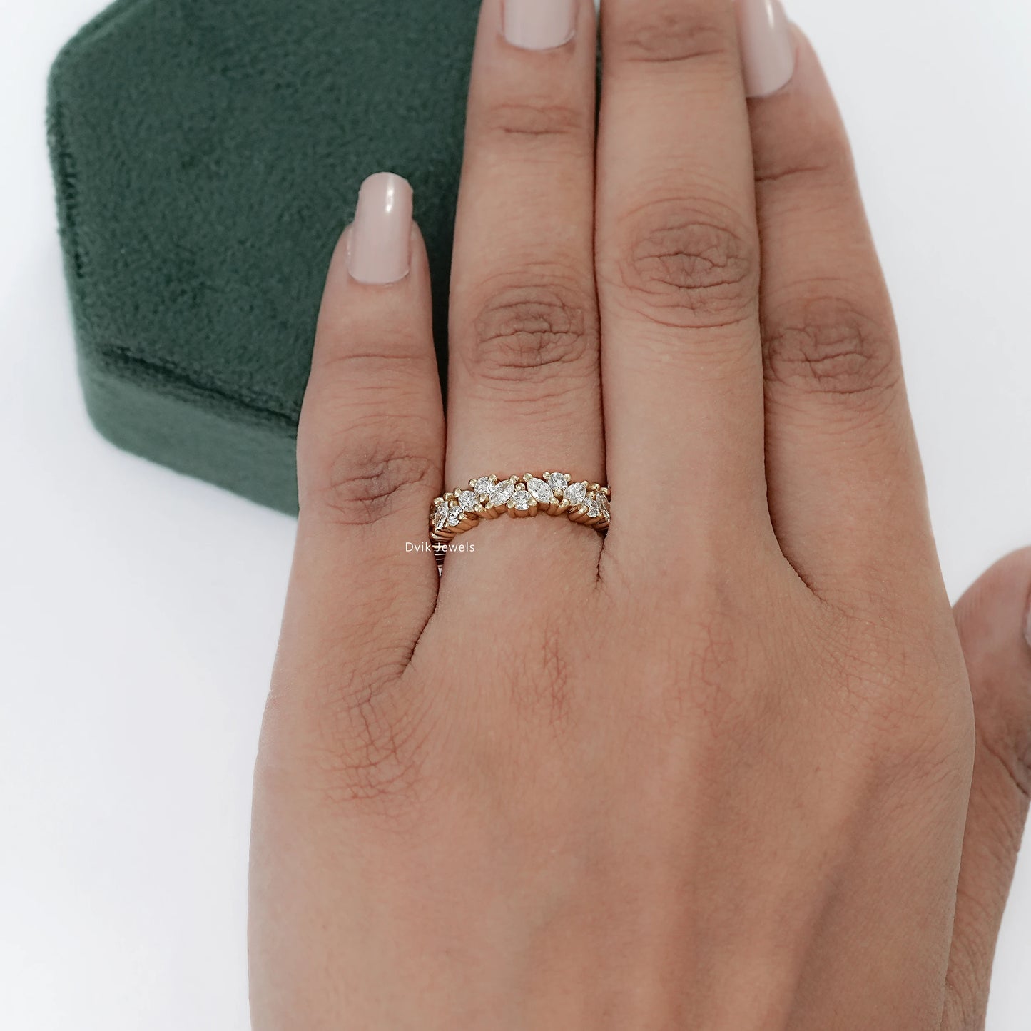 Marquise And Round Lab Diamond Wedding Band