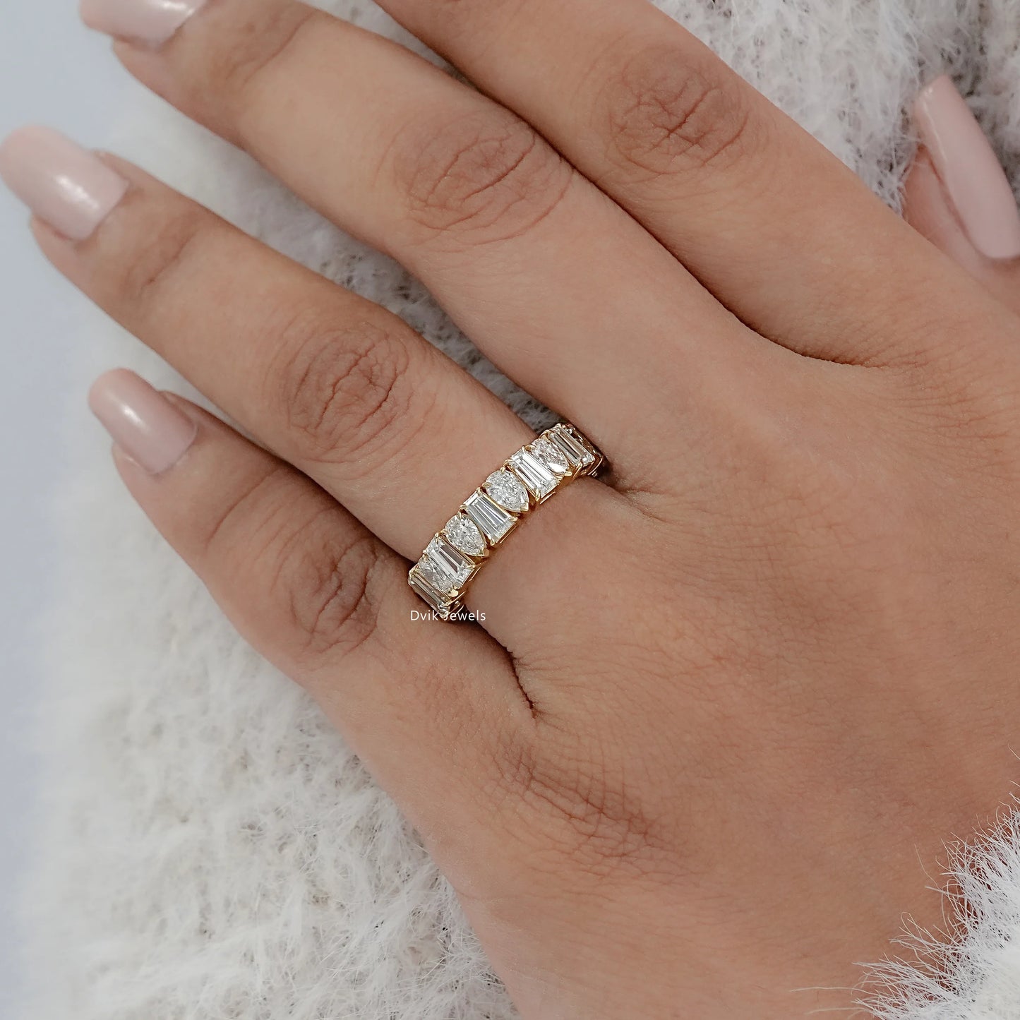 Pear And Tapered Baguette Diamond Eternity Band