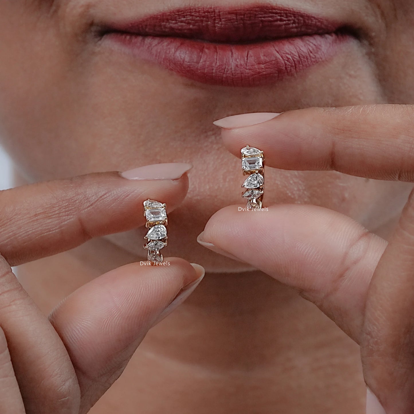 Multi Shape Lab Diamond Huggie Hoop Earrings