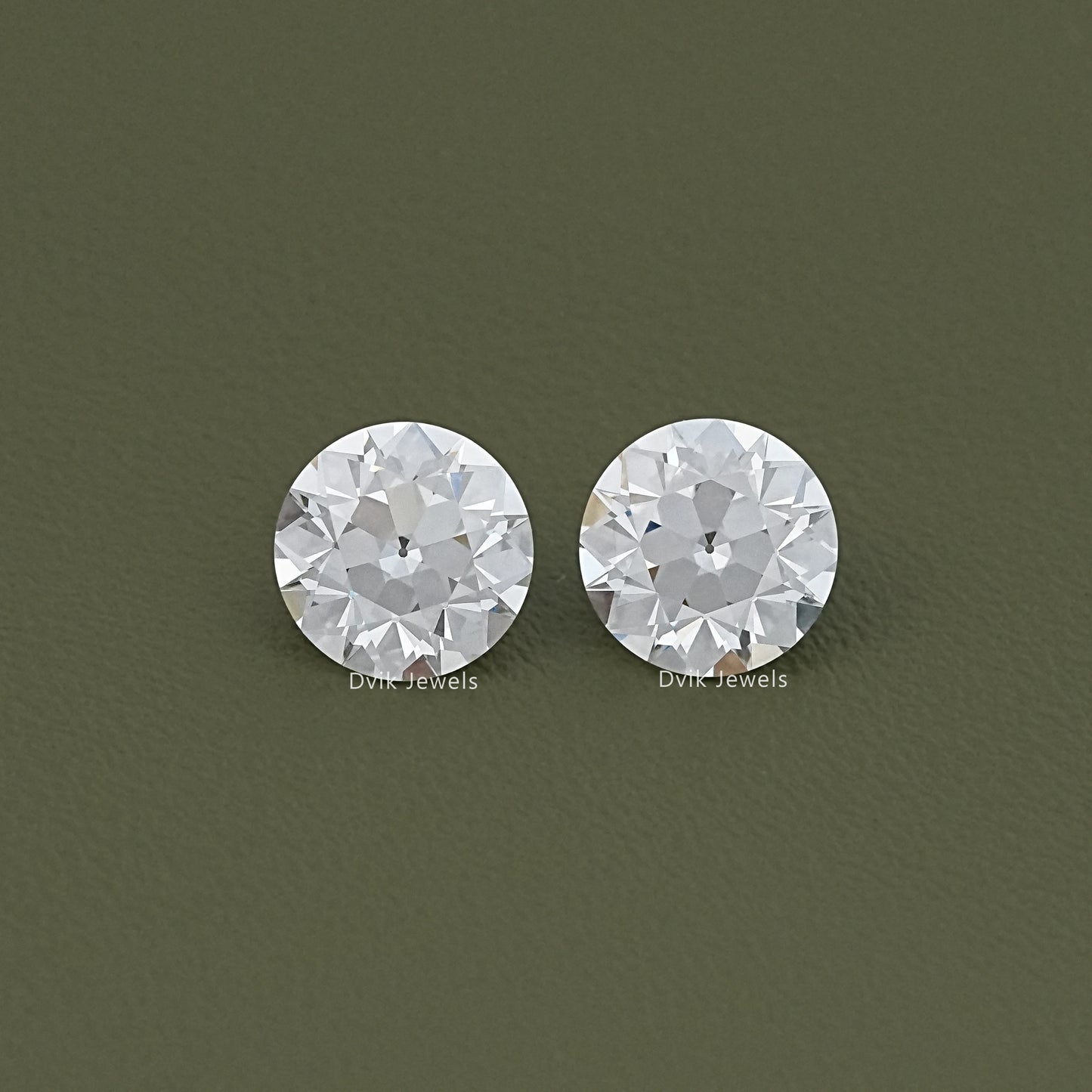 Flower Pattern Old European Round Lab Diamond Matching Pair